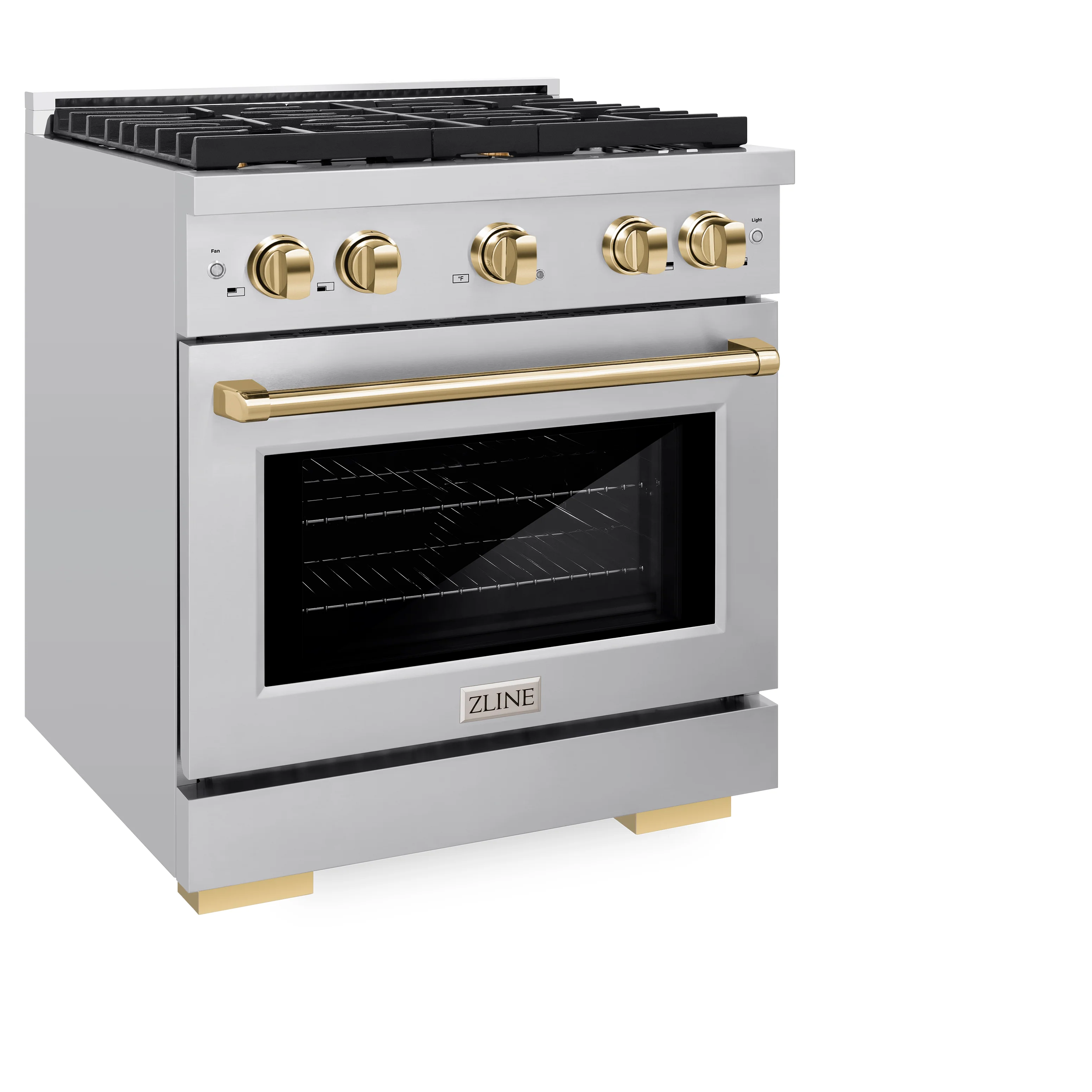ZLINE Autograph Edition 30 in. 4.2 cu. ft. Paramount Dual Fuel Range with 4 Burner Gas Cooktop and Electric Convection Oven in Stainless Steel with Polished Gold Accents, Open Box-Great Condition - Image 6