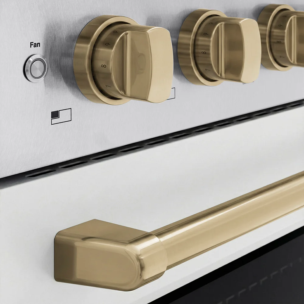 ZLINE Autograph Edition 30 in. 4.2 cu. ft. Paramount Induction Range with 4 Element Cooktop and Electric Convection Oven in Satin Stainless Steel with White Matte Door and Champagne Bronze Accents, Open Box-Great Condition - Image 5