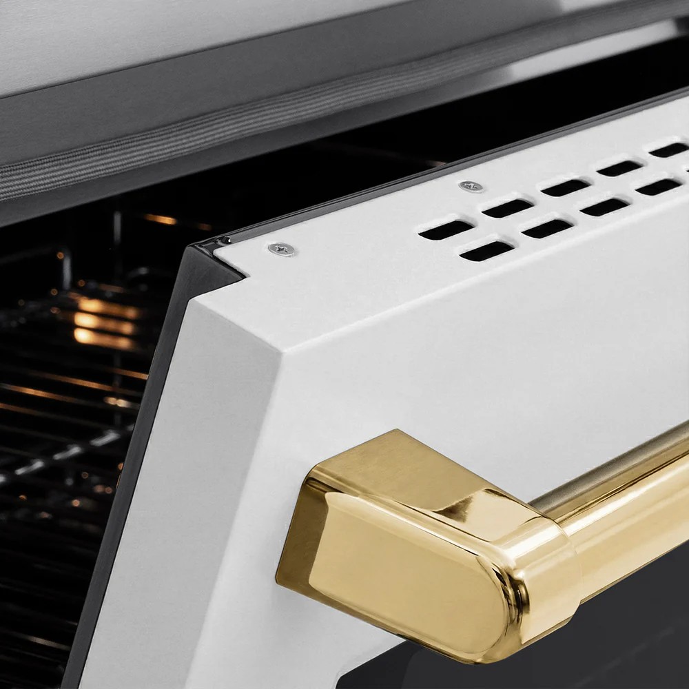 ZLINE Autograph Edition 30 in. 4.2 cu. ft. Paramount Induction Range with 4 Element Cooktop and Electric Convection Oven in Stainless Steel with White Matte Door and Polished Gold Accents (SINRZ-WM-30-G) - Image 6