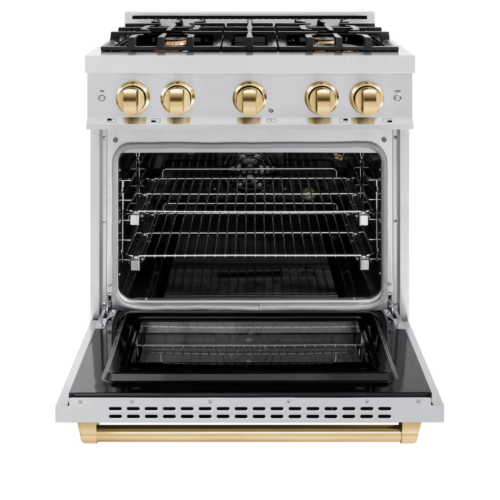ZLINE Autograph Edition 30 in. 4.2 cu. ft. Select Gas Range with 4 Burner Cooktop and Convection Gas Oven in Stainless Steel and Polished Gold Accents, Open Box-Great Condition - Image 5