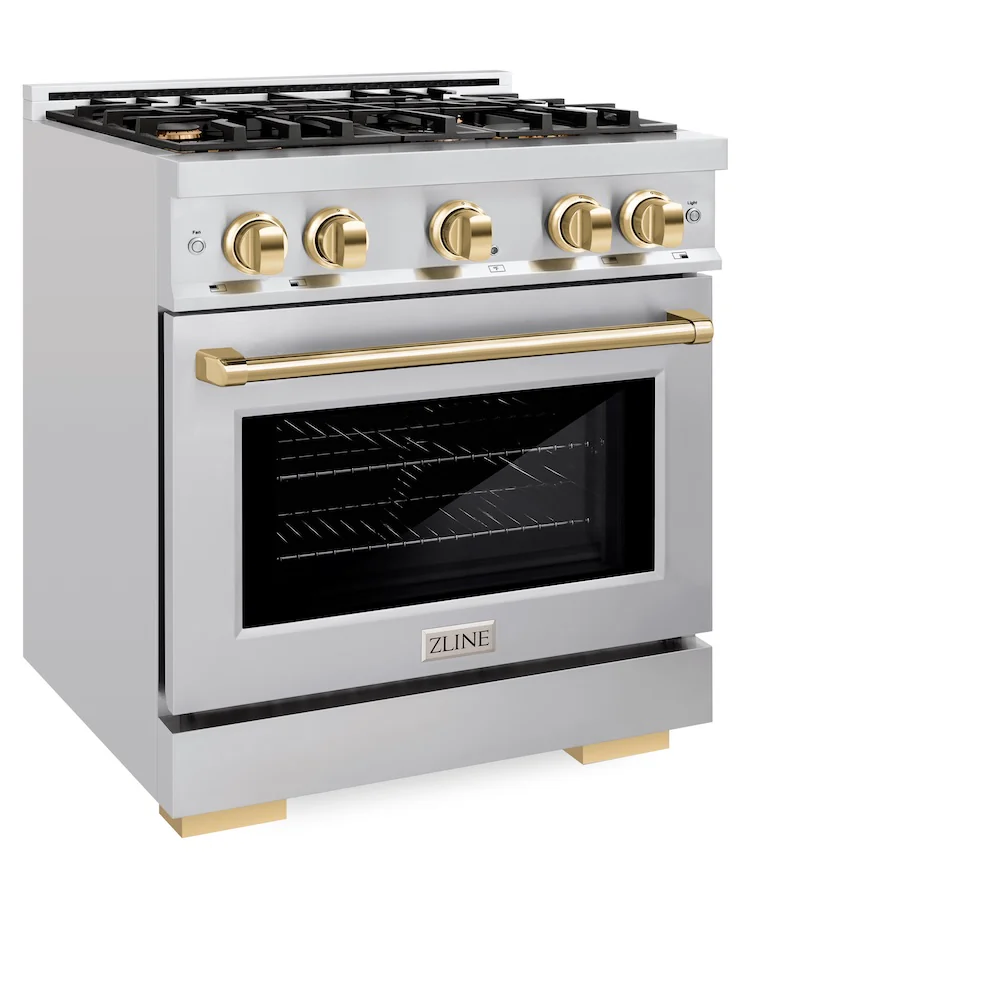 ZLINE Autograph Edition 30 in. 4.2 cu. ft. Select Gas Range with 4 Burner Cooktop and Convection Gas Oven in Stainless Steel and Polished Gold Accents, Open Box-Great Condition - Image 6