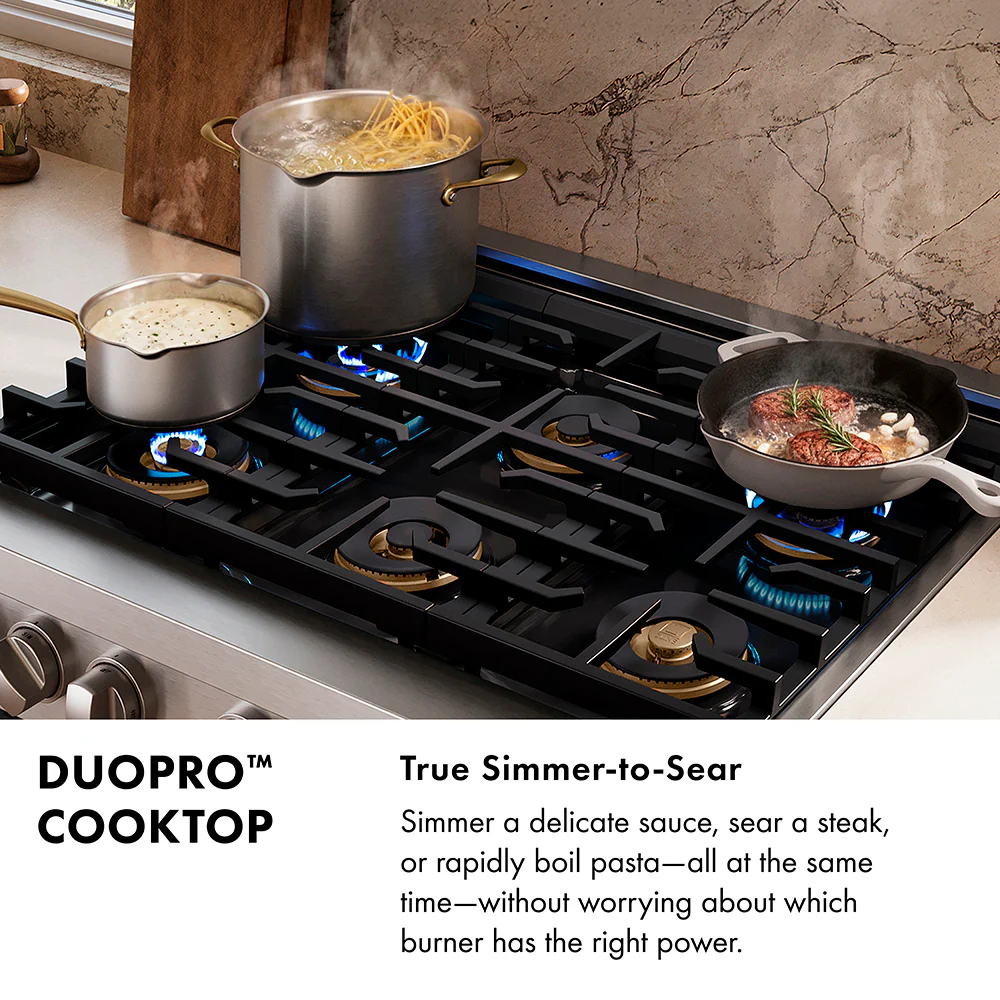 ZLINE Autograph Edition 30 in. Paramount Gas Rangetop with 4 Burner DuoPro™ Cooktop in Black Stainless Steel and Polished Gold Accents, Open Box-Great Condition - Image 10