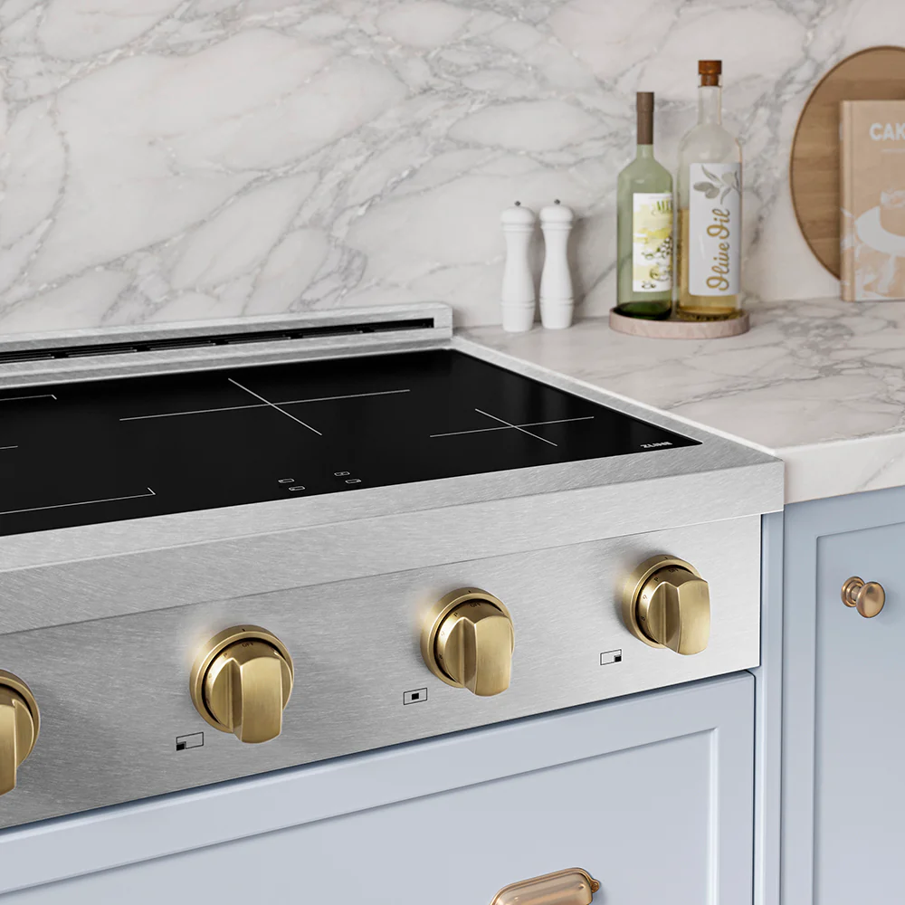 ZLINE Autograph Edition 30 in. Paramount Induction Rangetop with 4 Element Cooktop in Satin Stainless Steel and Champagne Bronze Accents (SINRTSZ-30-CB) - Image 13