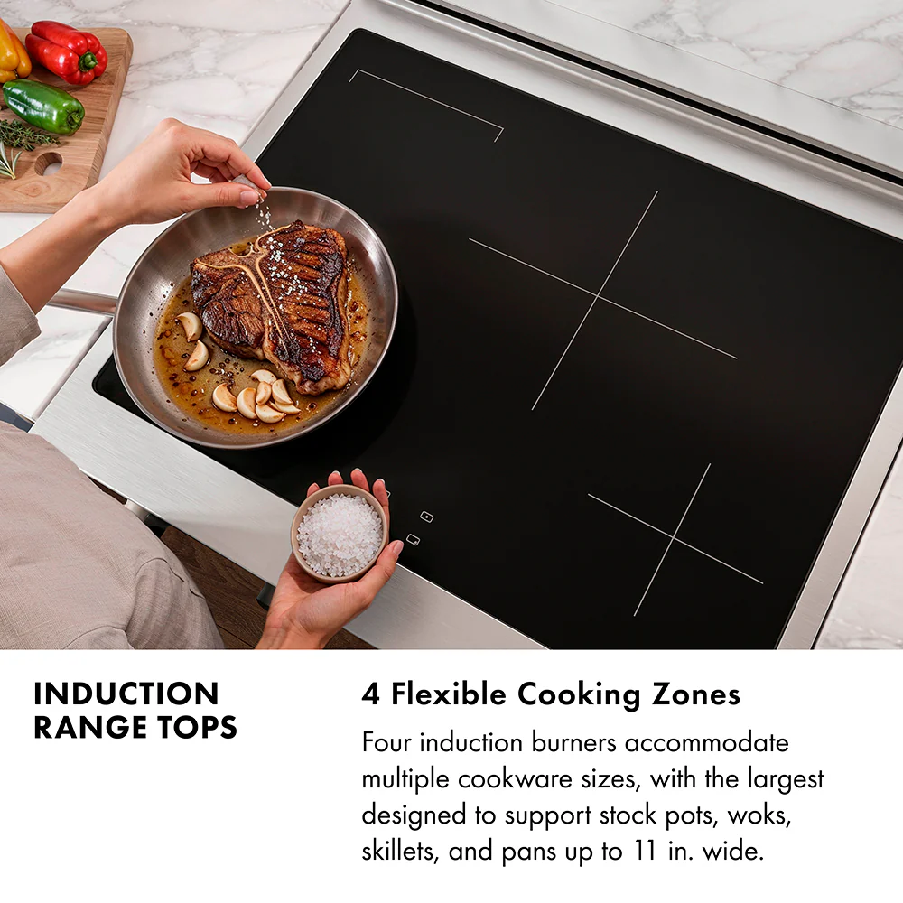 ZLINE Autograph Edition 30 in. Paramount Induction Rangetop with 4 Element Cooktop in Satin Stainless Steel and Champagne Bronze Accents (SINRTSZ-30-CB) - Image 4