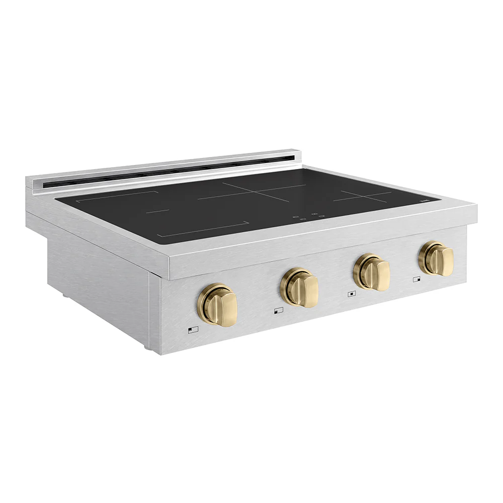ZLINE Autograph Edition 30 in. Paramount Induction Rangetop with 4 Element Cooktop in Satin Stainless Steel and Champagne Bronze Accents (SINRTSZ-30-CB) - Image 6