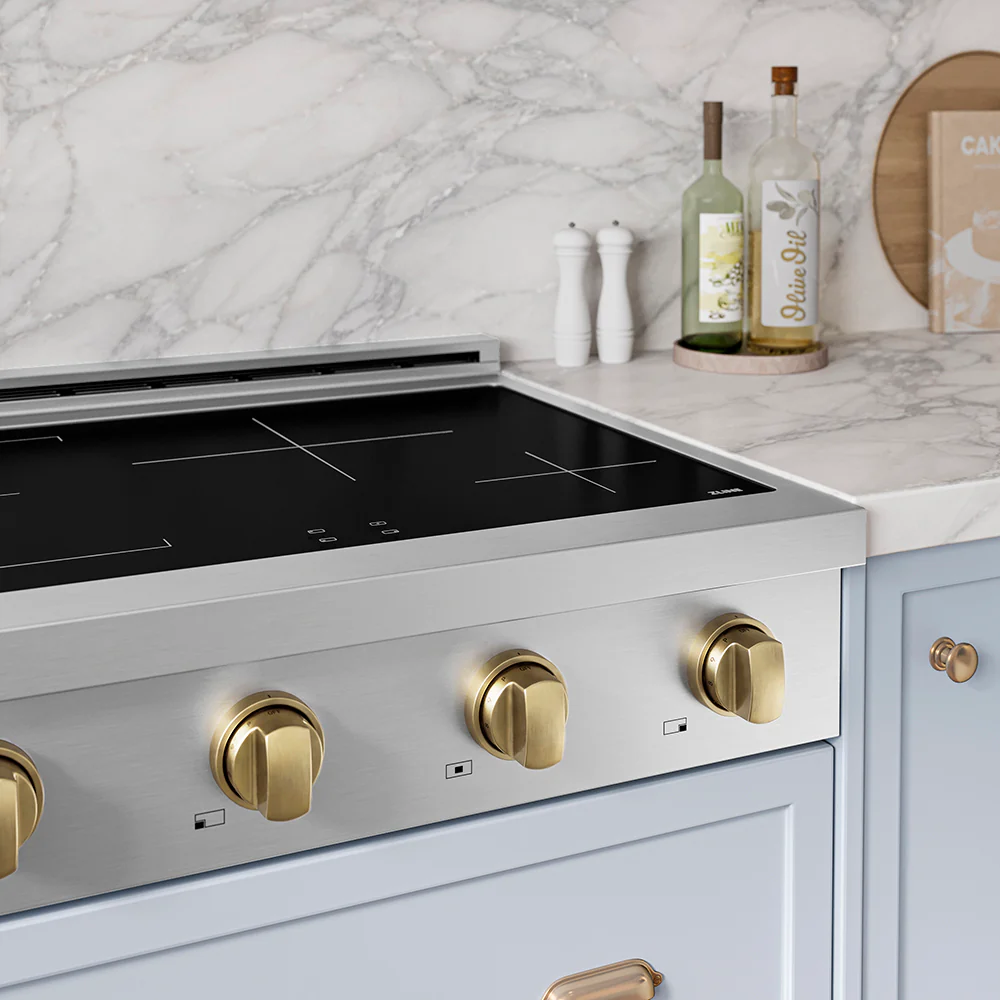 ZLINE Autograph Edition 30 in. Paramount Induction Rangetop with 4 Element Cooktop in Stainless Steel and Champagne Bronze Accents (SINRTZ-30-CB) - Image 14
