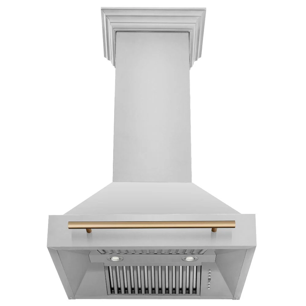ZLINE 30 in. Autograph Edition Kitchen Package with Stainless Steel Dual Fuel Range, Range Hood, Dishwasher and Refrigeration with Champagne Bronze Accents - Image 11