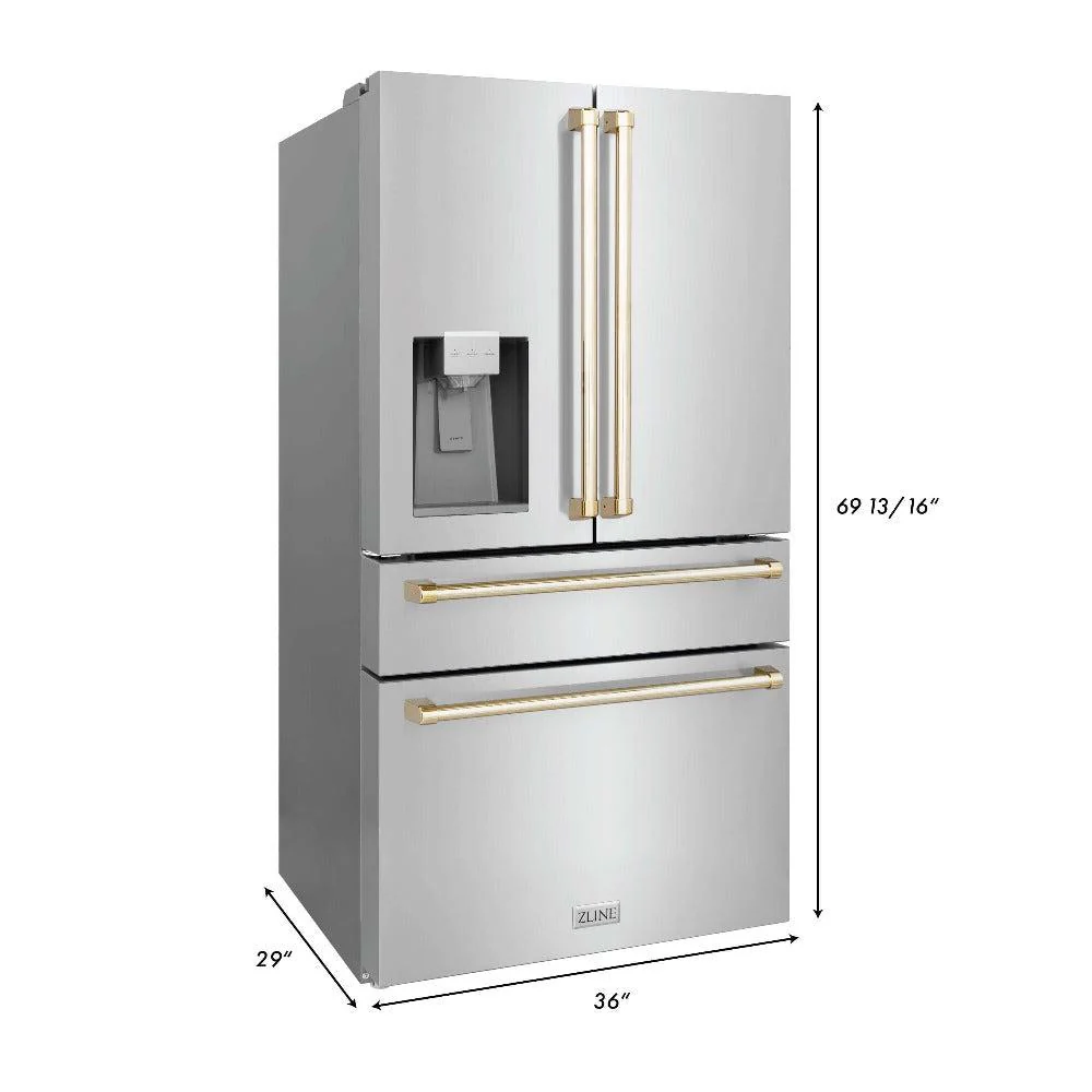 ZLINE 30 in. Autograph Edition Kitchen Package with Stainless Steel Dual Fuel Range, Range Hood, Dishwasher and Refrigeration with Polished Gold Accents - Image 27