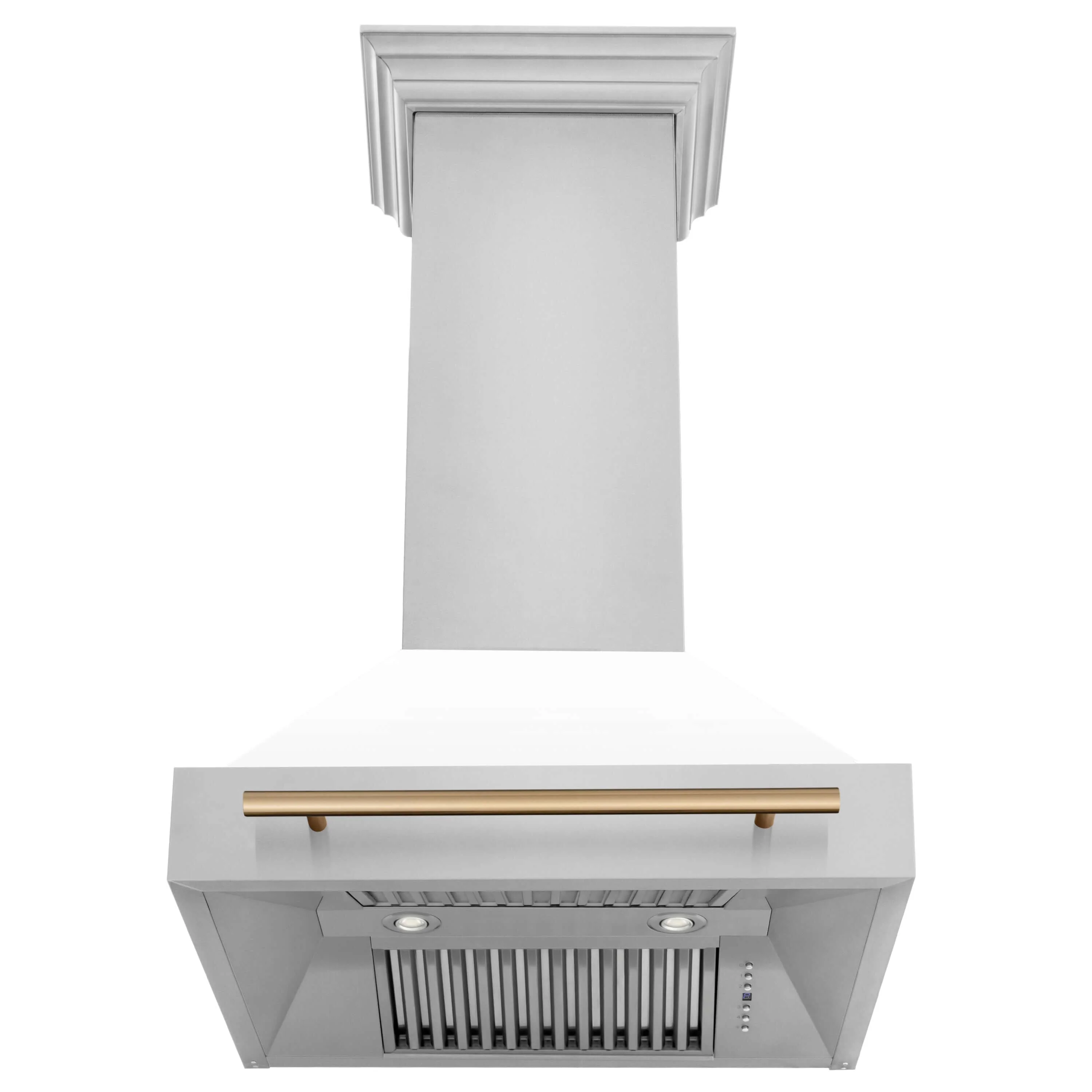 ZLINE 30 in. Autograph Edition Kitchen Package with Stainless Steel Dual Fuel Range with White Matte Door, Range Hood and Dishwasher with Champagne Bronze Accents - Image 12