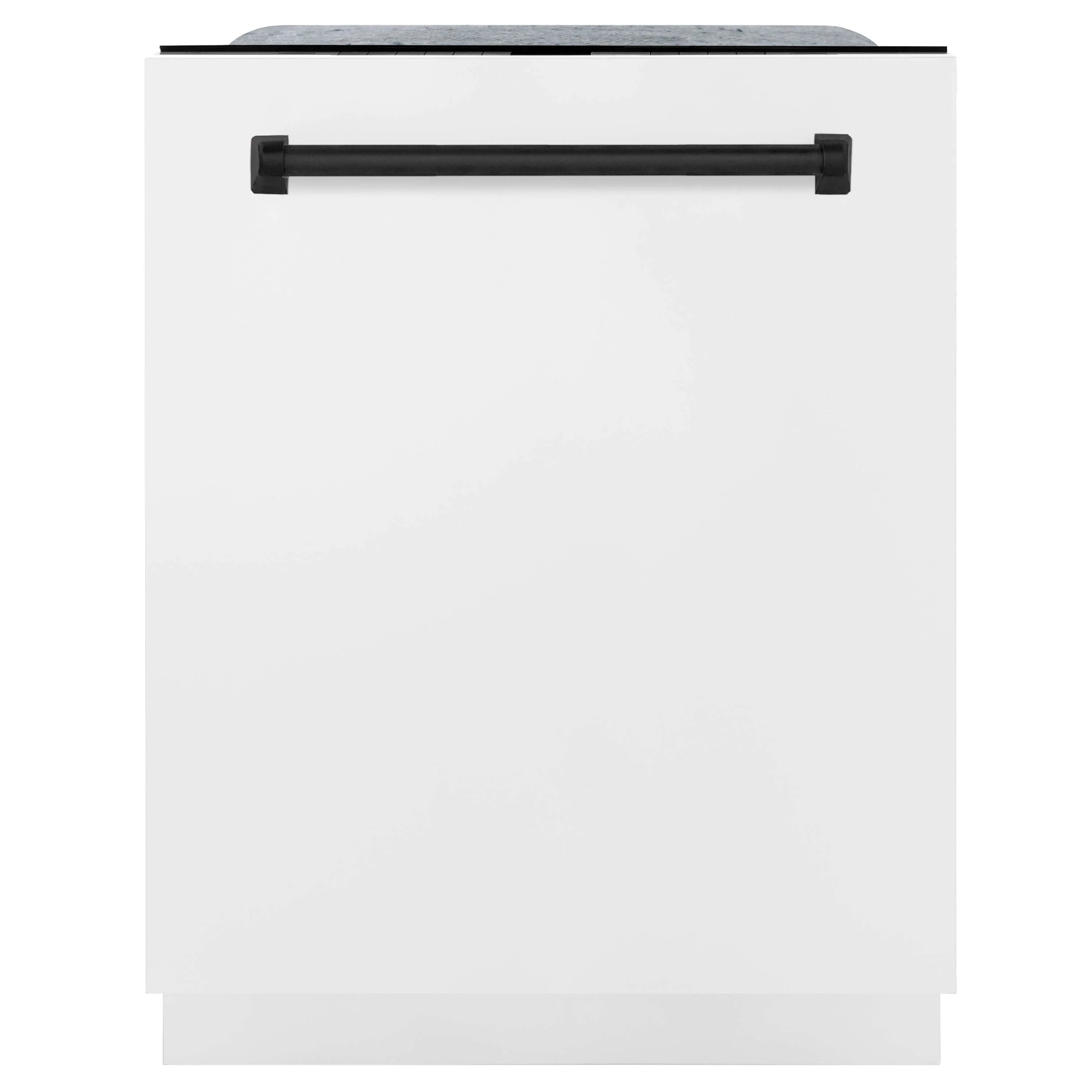 ZLINE 30 in. Autograph Edition Kitchen Package with Stainless Steel Dual Fuel Range with White Matte Door, Range Hood and Dishwasher with Matte Black Accents - Image 13
