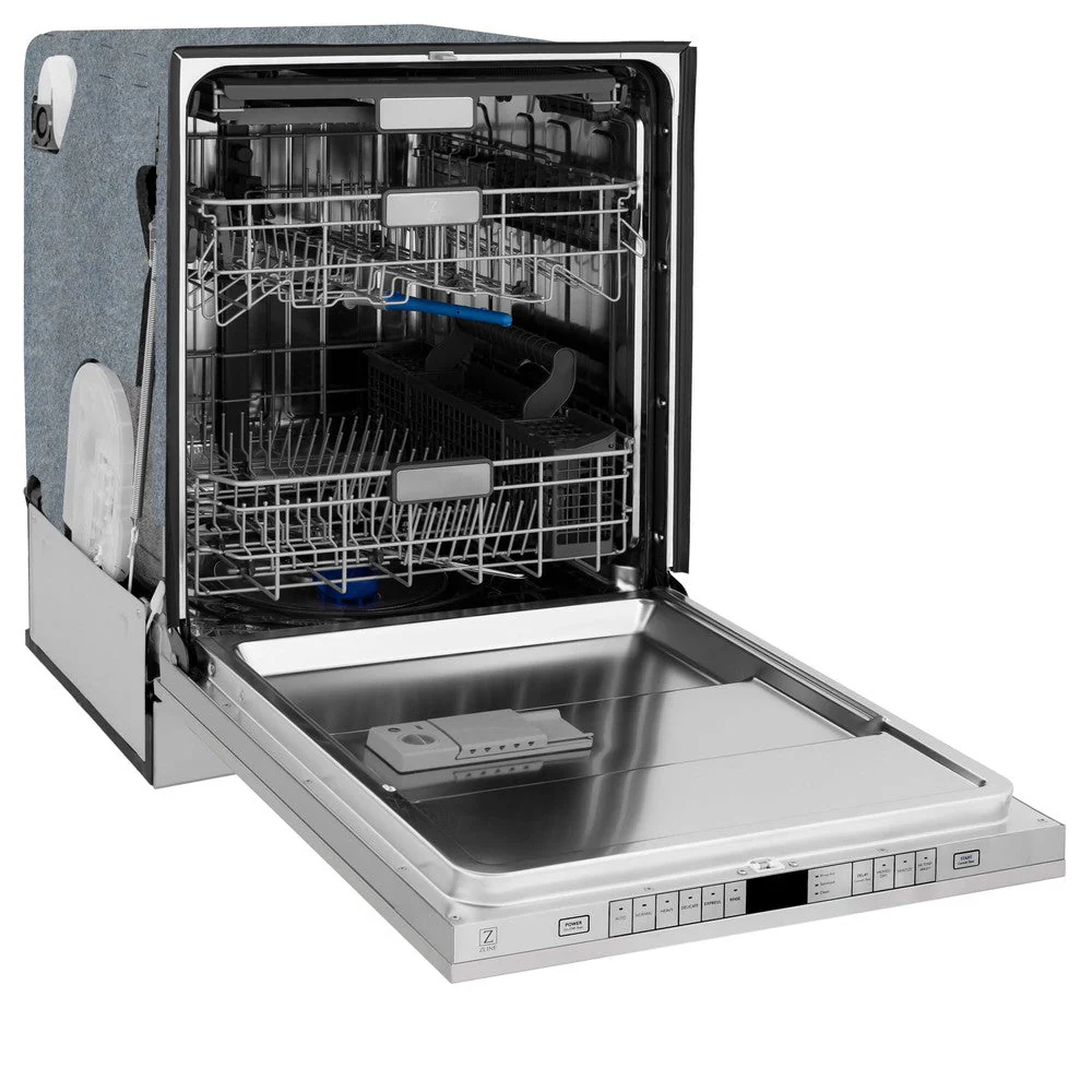 ZLINE 30 in. Autograph Edition Kitchen Package with Stainless Steel Dual Fuel Range with White Matte Door, Range Hood and Dishwasher with Matte Black Accents - Image 17