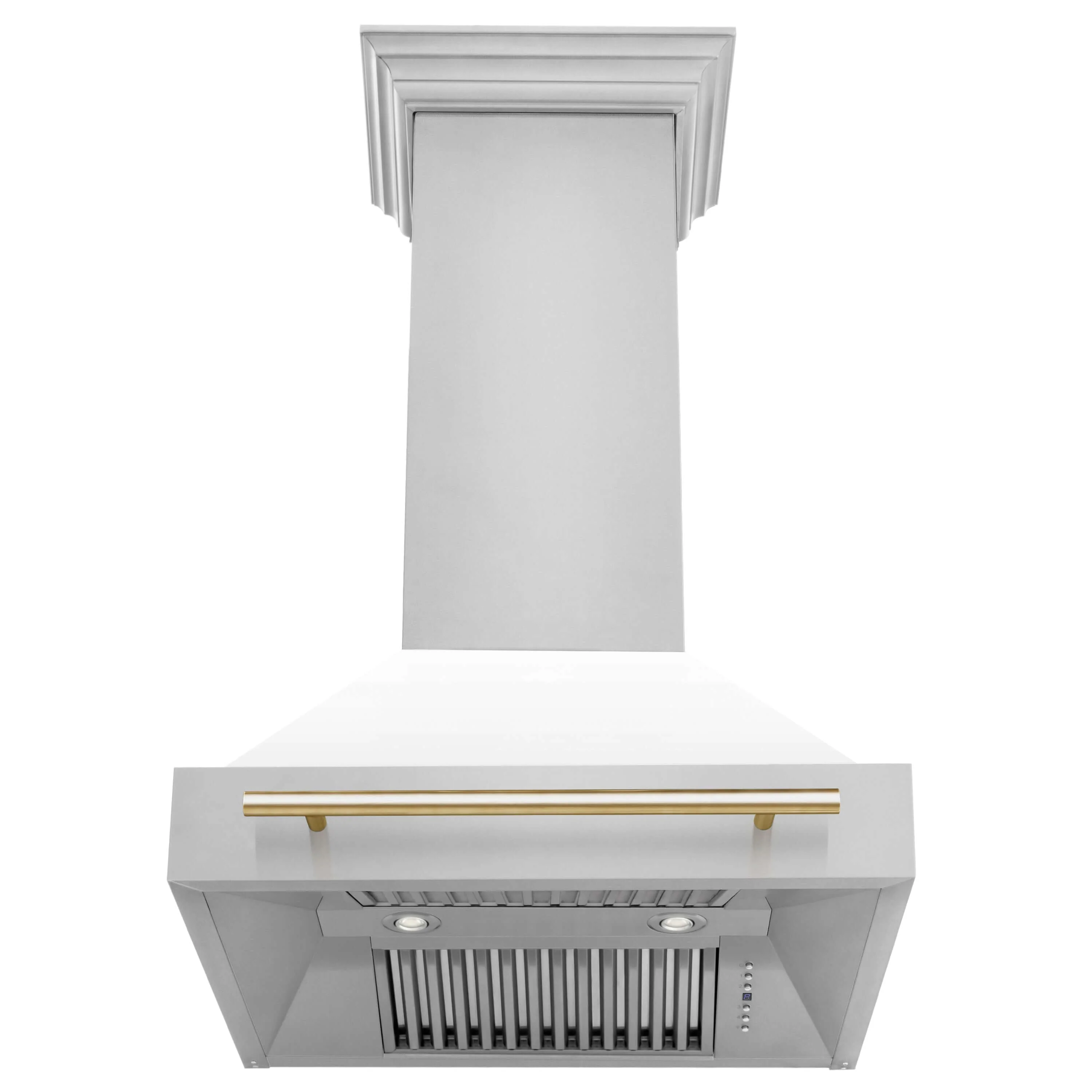ZLINE 30 in. Autograph Edition Kitchen Package with Stainless Steel Dual Fuel Range with White Matte Door, Range Hood and Dishwasher with Polished Gold Accents - Image 11