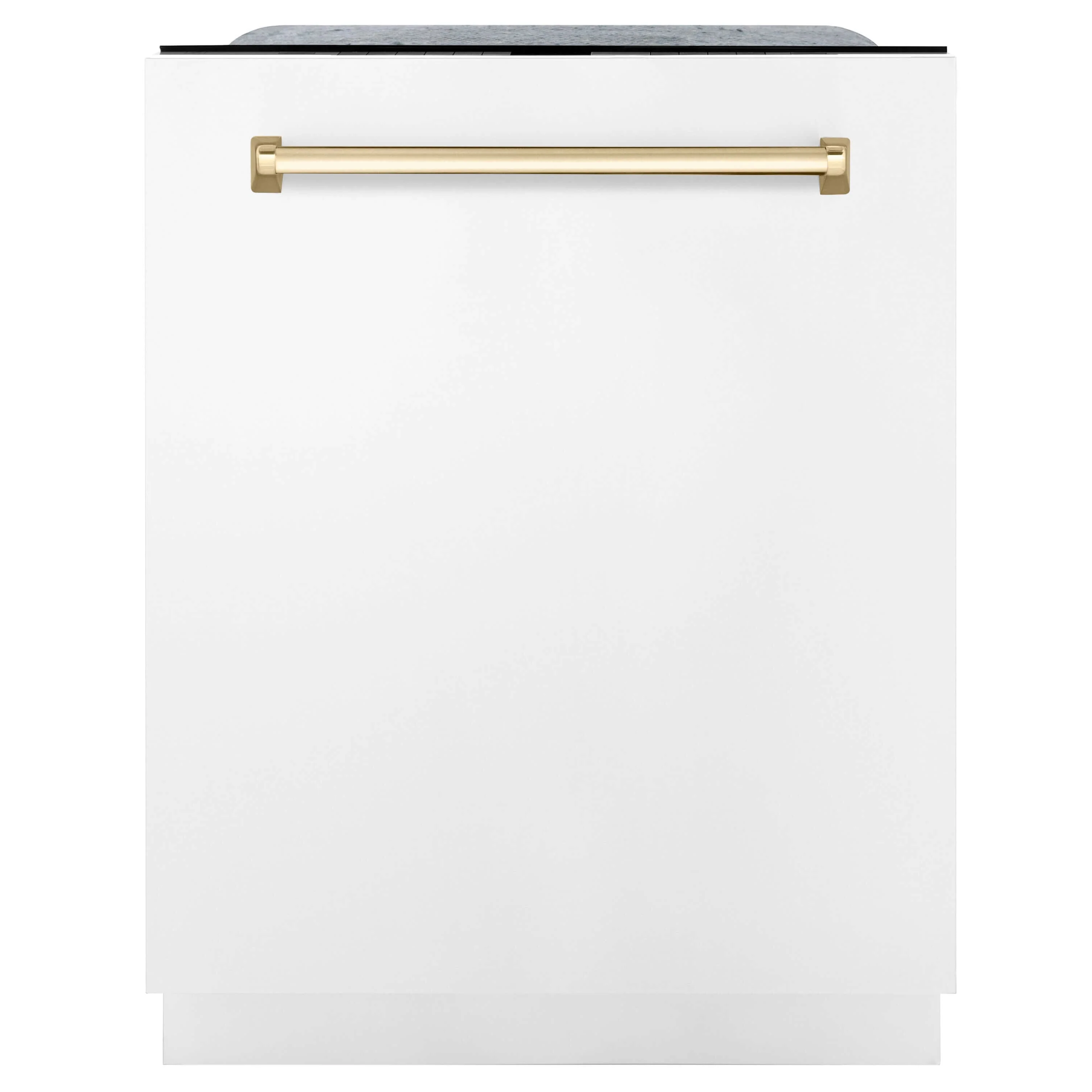 ZLINE 30 in. Autograph Edition Kitchen Package with Stainless Steel Dual Fuel Range with White Matte Door, Range Hood and Dishwasher with Polished Gold Accents - Image 17