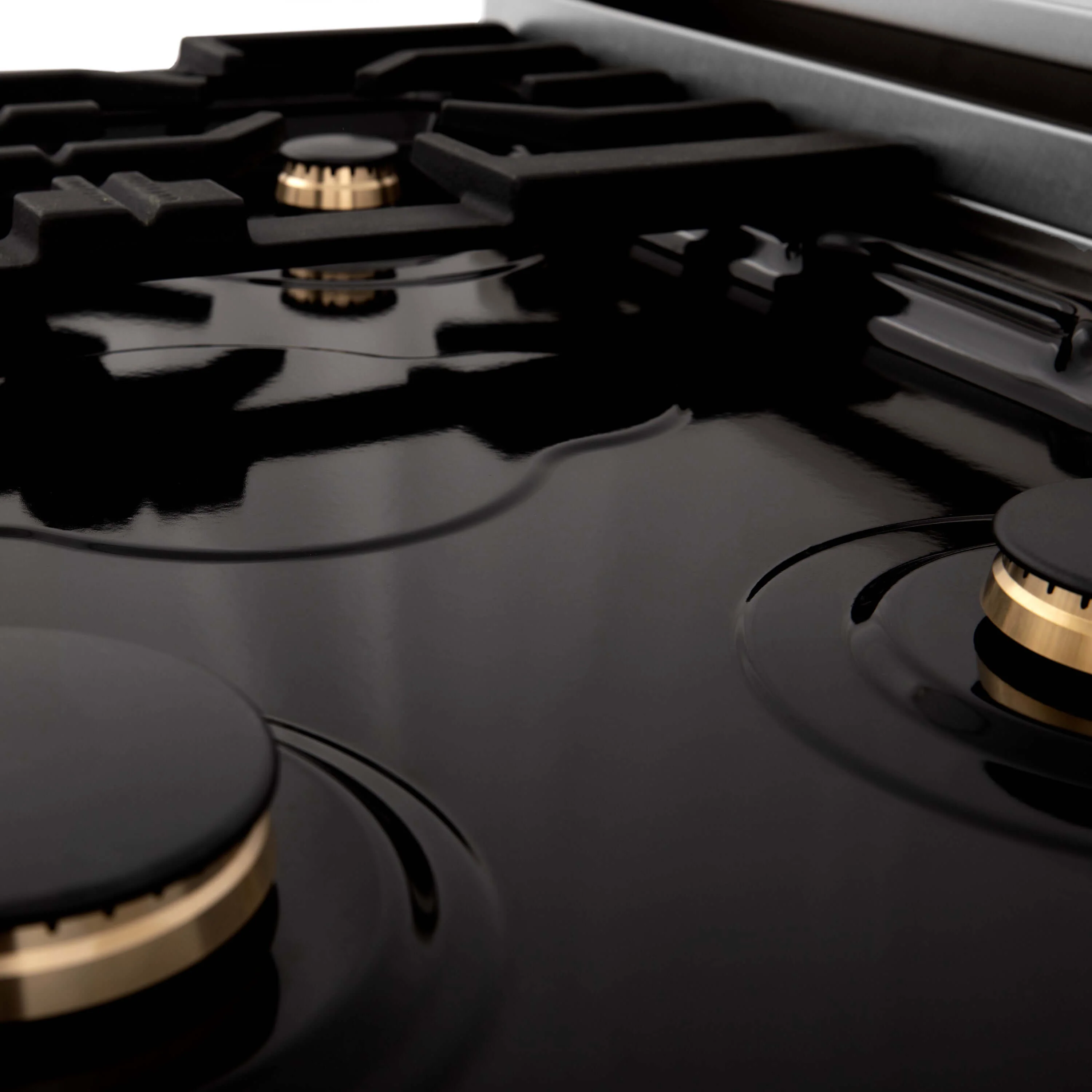 ZLINE 30 in. Autograph Edition Kitchen Package with Stainless Steel Dual Fuel Range with White Matte Door, Range Hood and Dishwasher with Polished Gold Accents - Image 6