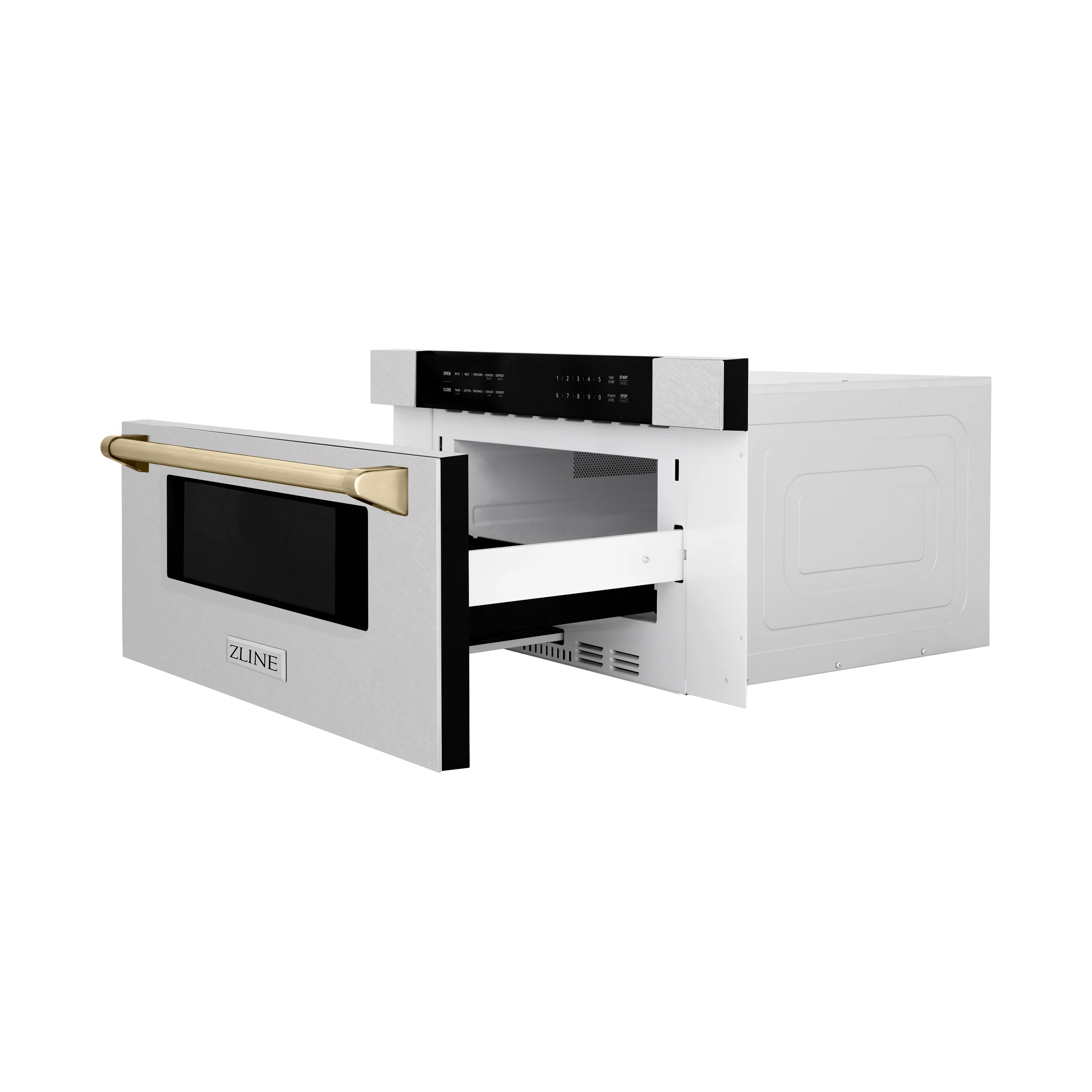 ZLINE Autograph Edition 30 in. 1.2 cu. ft. Built-In Microwave Drawer in Fingerprint Resistant Stainless Steel with Polished Gold Accents (MWDZ-30-SS-G) - Image 6