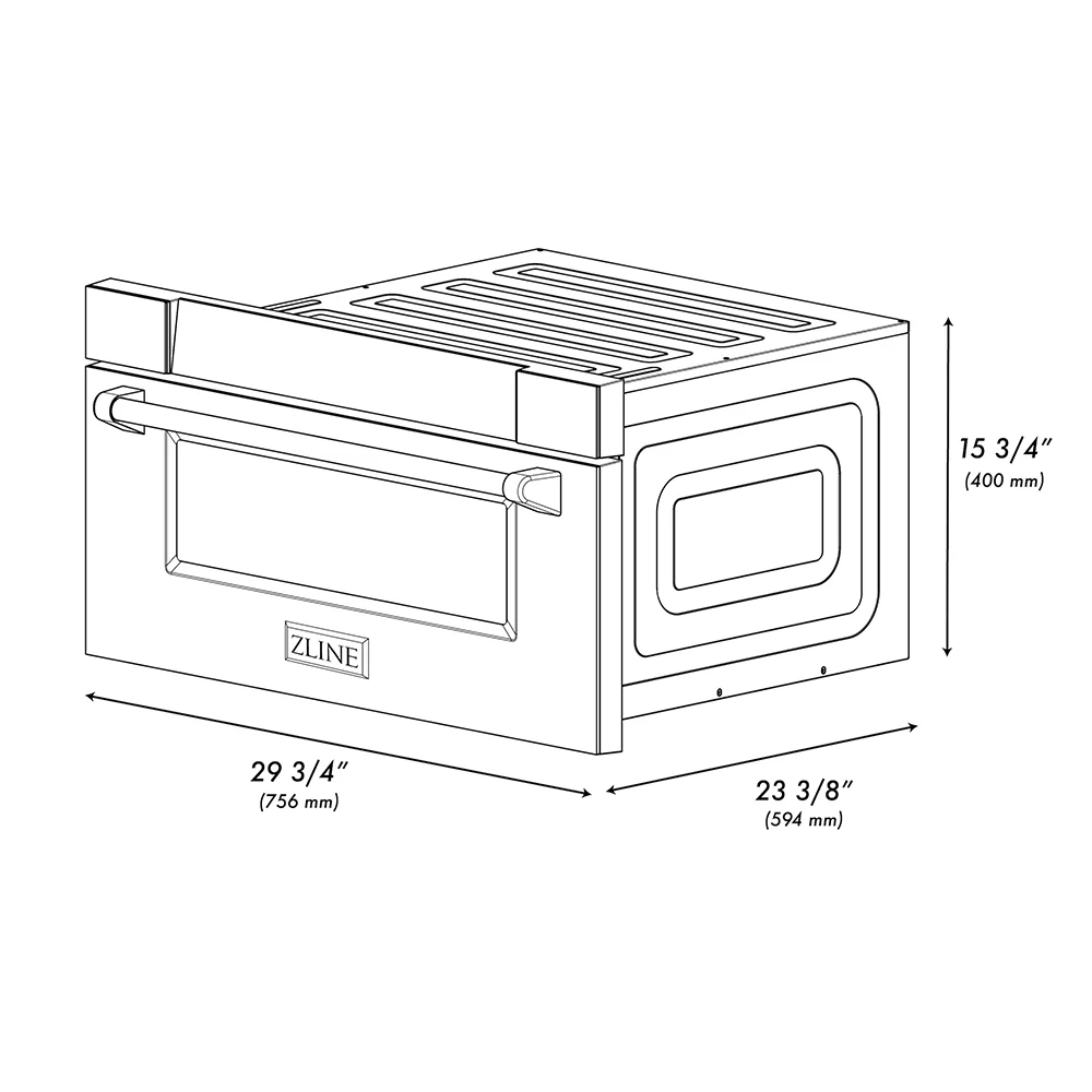 ZLINE Autograph Edition 30 in. 1.2 cu. ft. Built-in Microwave Drawer in Stainless Steel and Champagne Bronze Helix Handle (MWDZ-30-KCB) - Image 7