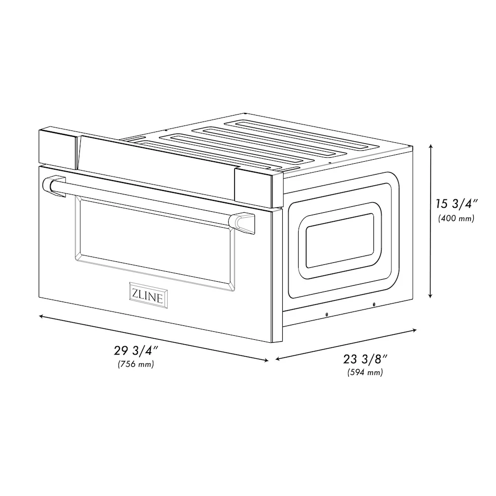 ZLINE Autograph Edition 30 in. 1.2 cu. ft. Built-In Microwave Drawer in Stainless Steel with Champagne Bronze Accents (MWDZ-30-CB) - Image 12