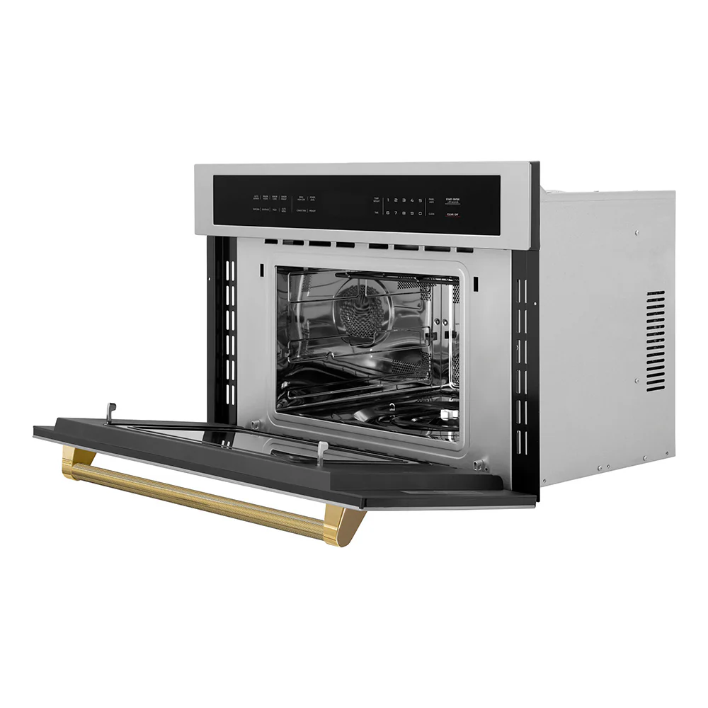 ZLINE Autograph Edition 30 in. 1.6 cu ft. Built-in Convection Microwave Oven in Stainless Steel and Polished Gold Helix Handle (MWOZ-30-KG) - Image 4