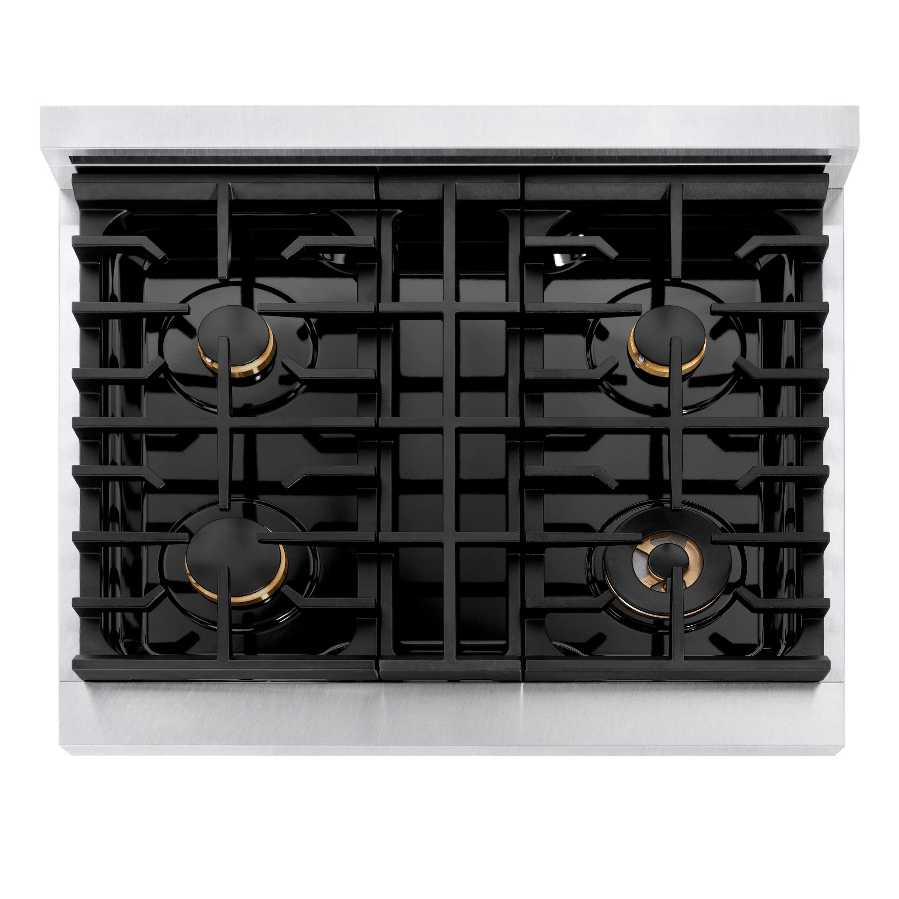 ZLINE Autograph Edition 30 in. 4.2 cu. ft. Paramount Dual Fuel Range with 4 Burner Gas Cooktop and Electric Convection Oven in Satin Stainless Steel with White Matte Door and Champagne Bronze Accents (SDRSZ-WM-30-CB) - Image 9