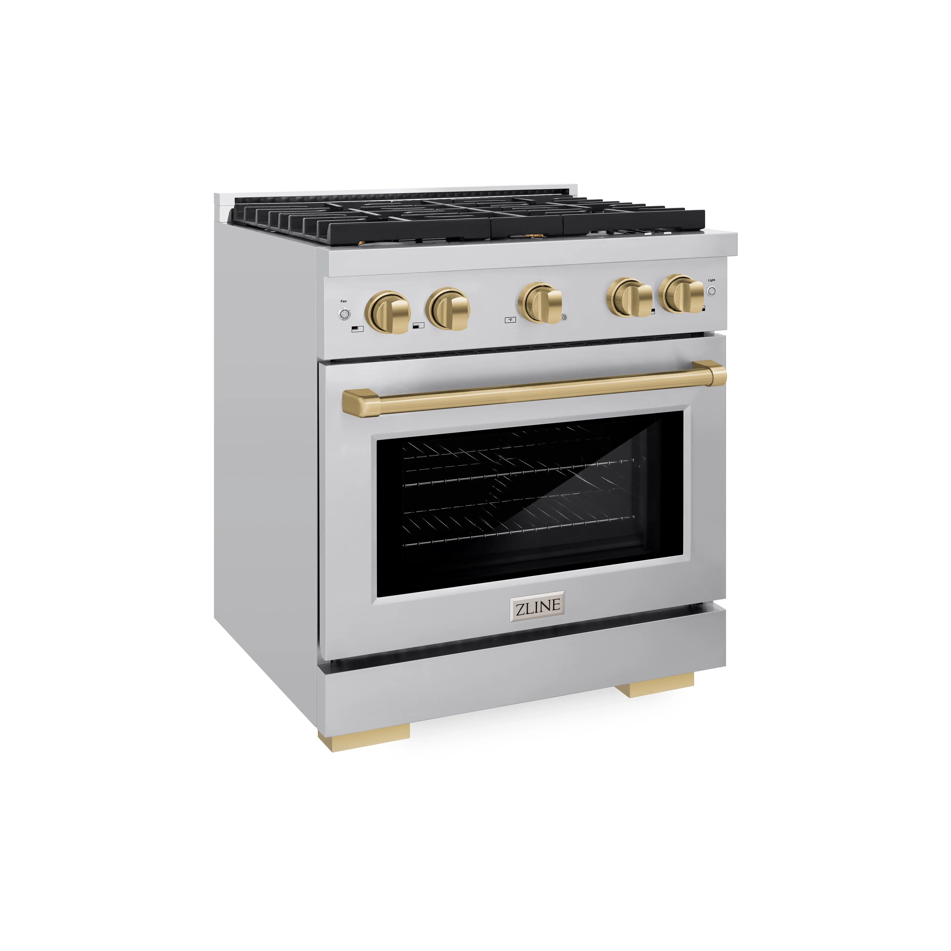 ZLINE Autograph Edition 30 in. 4.2 cu. ft. Paramount Dual Fuel Range with 4 Burner Gas Cooktop and Electric Convection Oven in Stainless Steel with Champagne Bronze Accents (SDRZ-30-CB) - Image 4