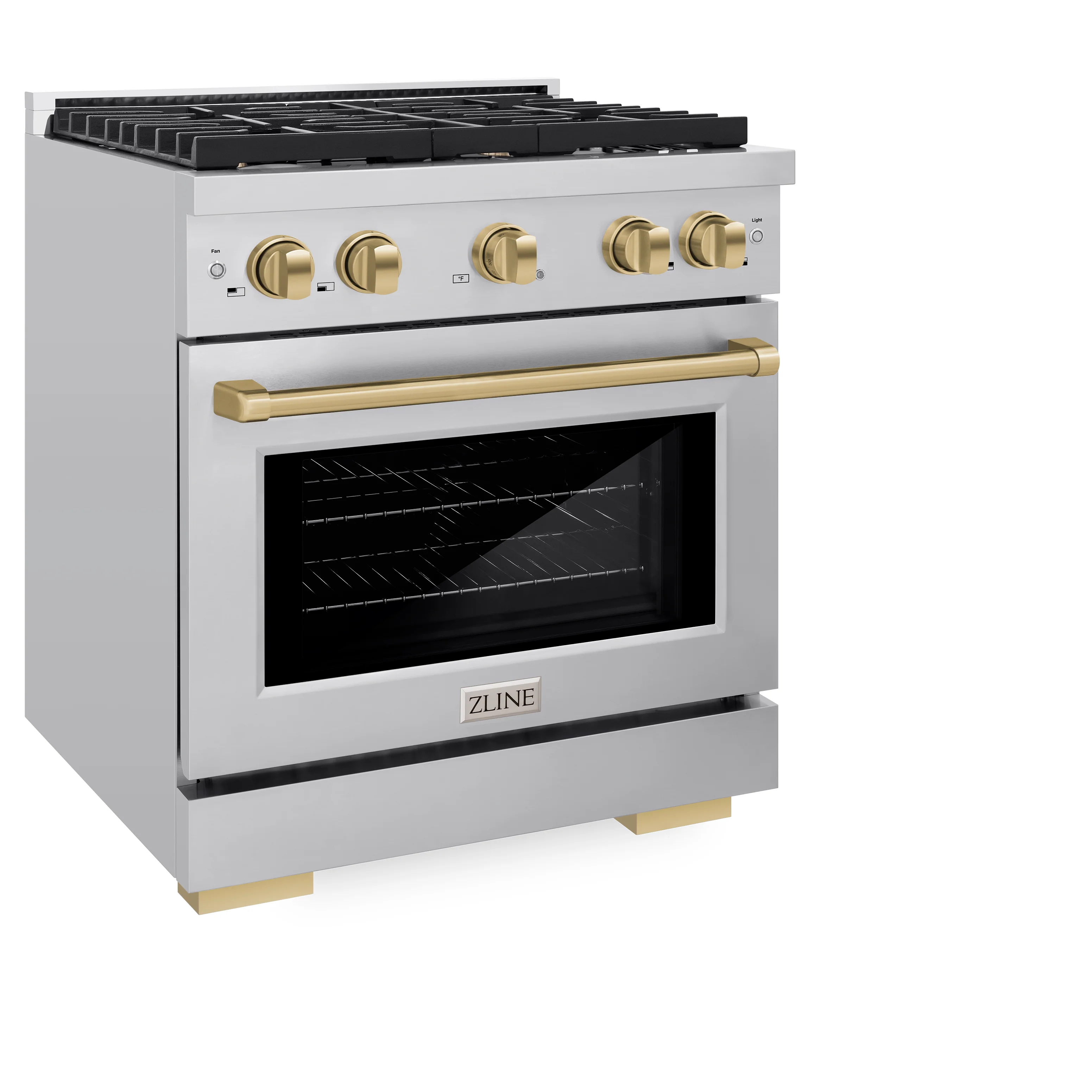 ZLINE Autograph Edition 30 in. 4.2 cu. ft. Paramount Dual Fuel Range with 4 Burner Gas Cooktop and Electric Convection Oven in Stainless Steel with Champagne Bronze Accents (SDRZ-30-CB) - Image 5