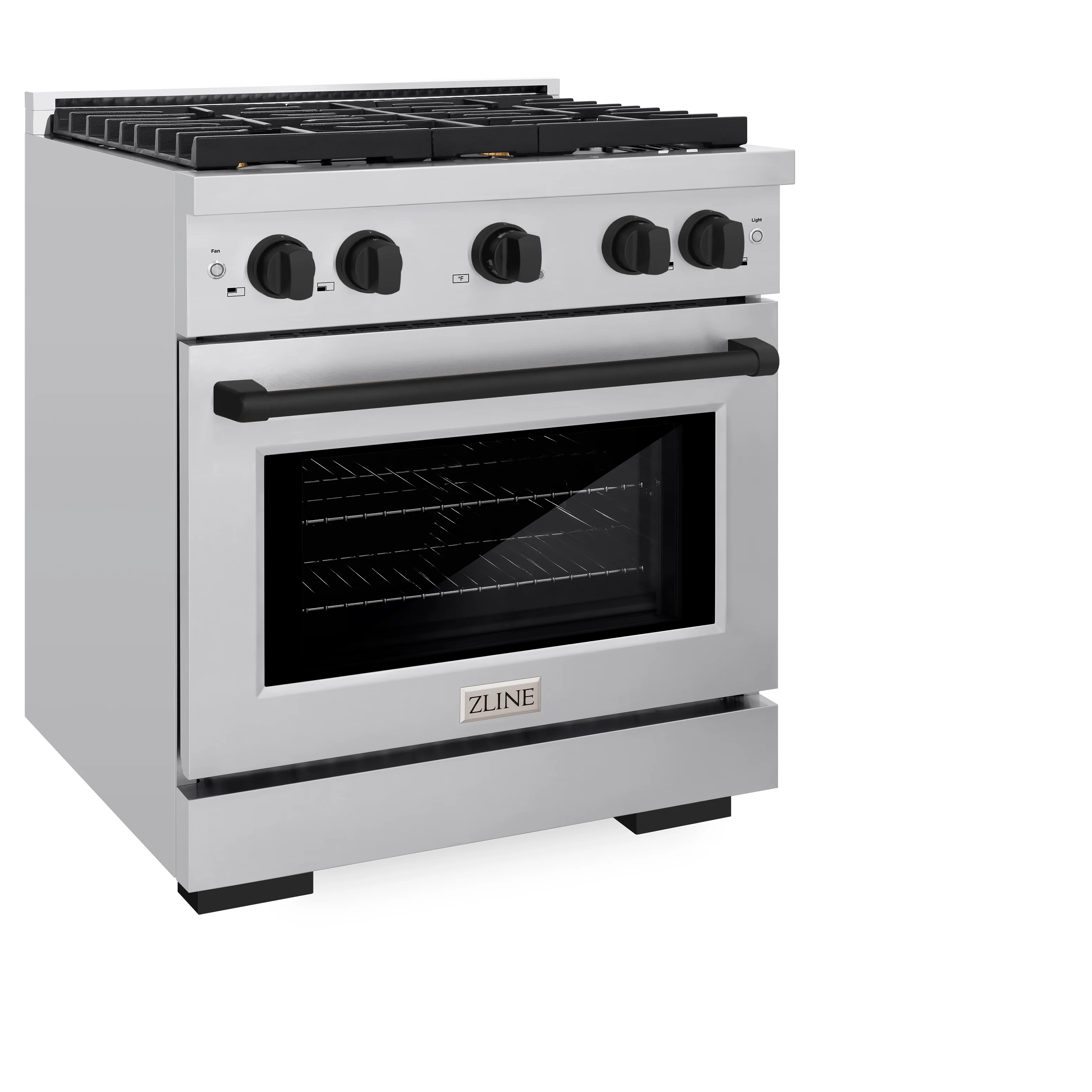 ZLINE Autograph Edition 30 in. 4.2 cu. ft. Paramount Dual Fuel Range with 4 Burner Gas Cooktop and Electric Convection Oven in Stainless Steel with Matte Black Accents (SDRZ-30-MB) - Image 5