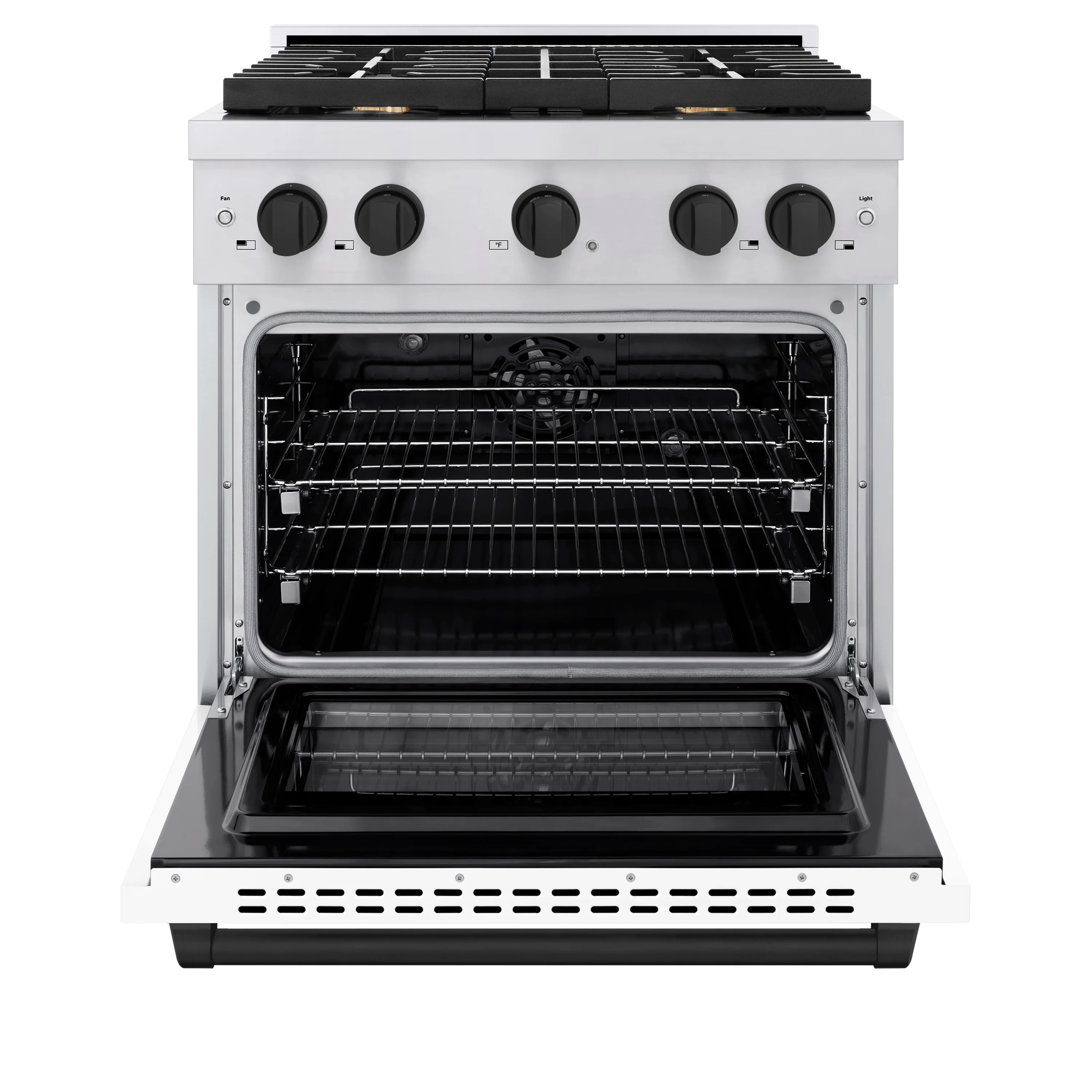 ZLINE Autograph Edition 30 in. 4.2 cu. ft. Paramount Dual Fuel Range with 4 Burner Gas Cooktop and Electric Convection Oven in Stainless Steel with White Matte Door and Matte Black Accents (SDRZ-WM-30-MB) - Image 3