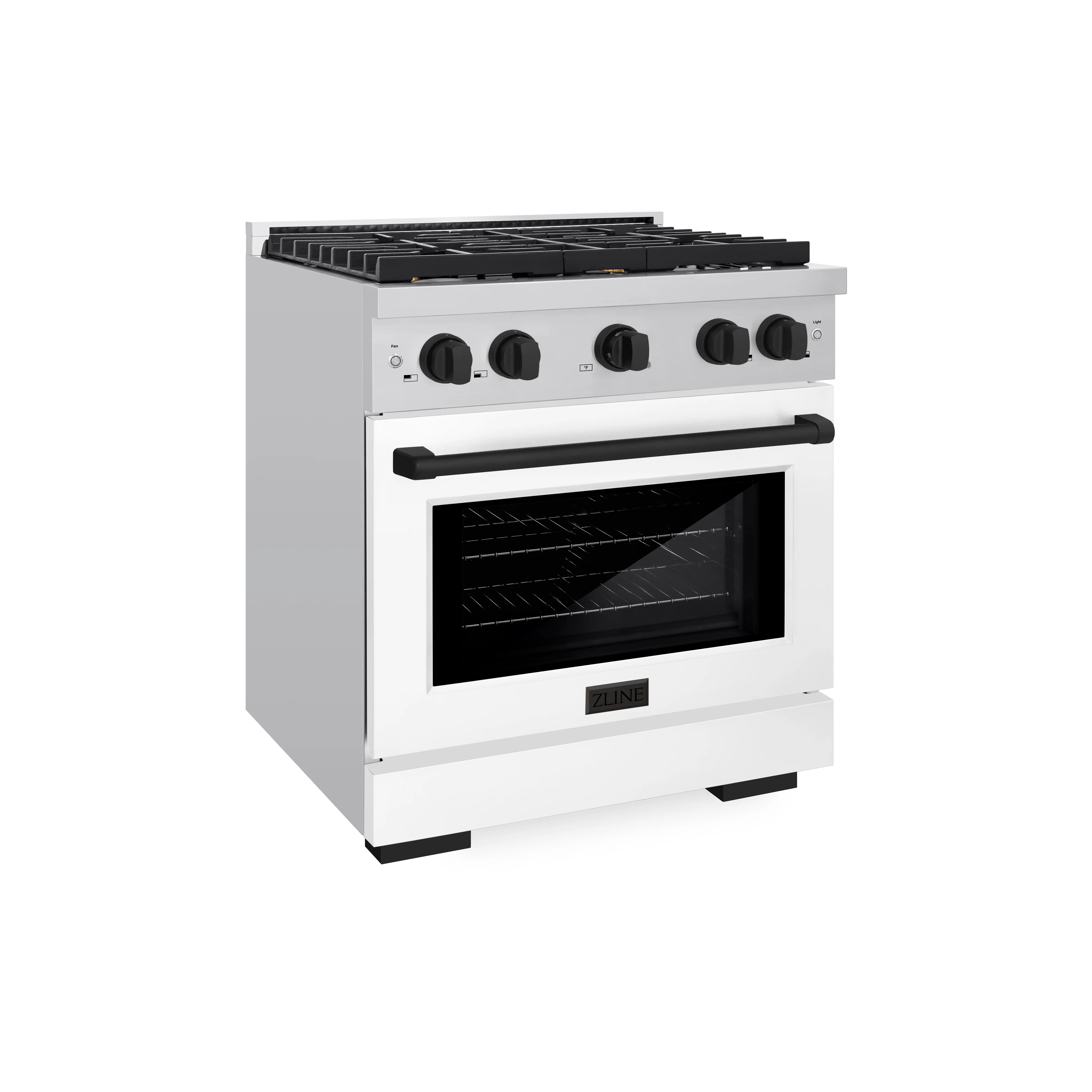 ZLINE Autograph Edition 30 in. 4.2 cu. ft. Paramount Dual Fuel Range with 4 Burner Gas Cooktop and Electric Convection Oven in Stainless Steel with White Matte Door and Matte Black Accents (SDRZ-WM-30-MB) - Image 4