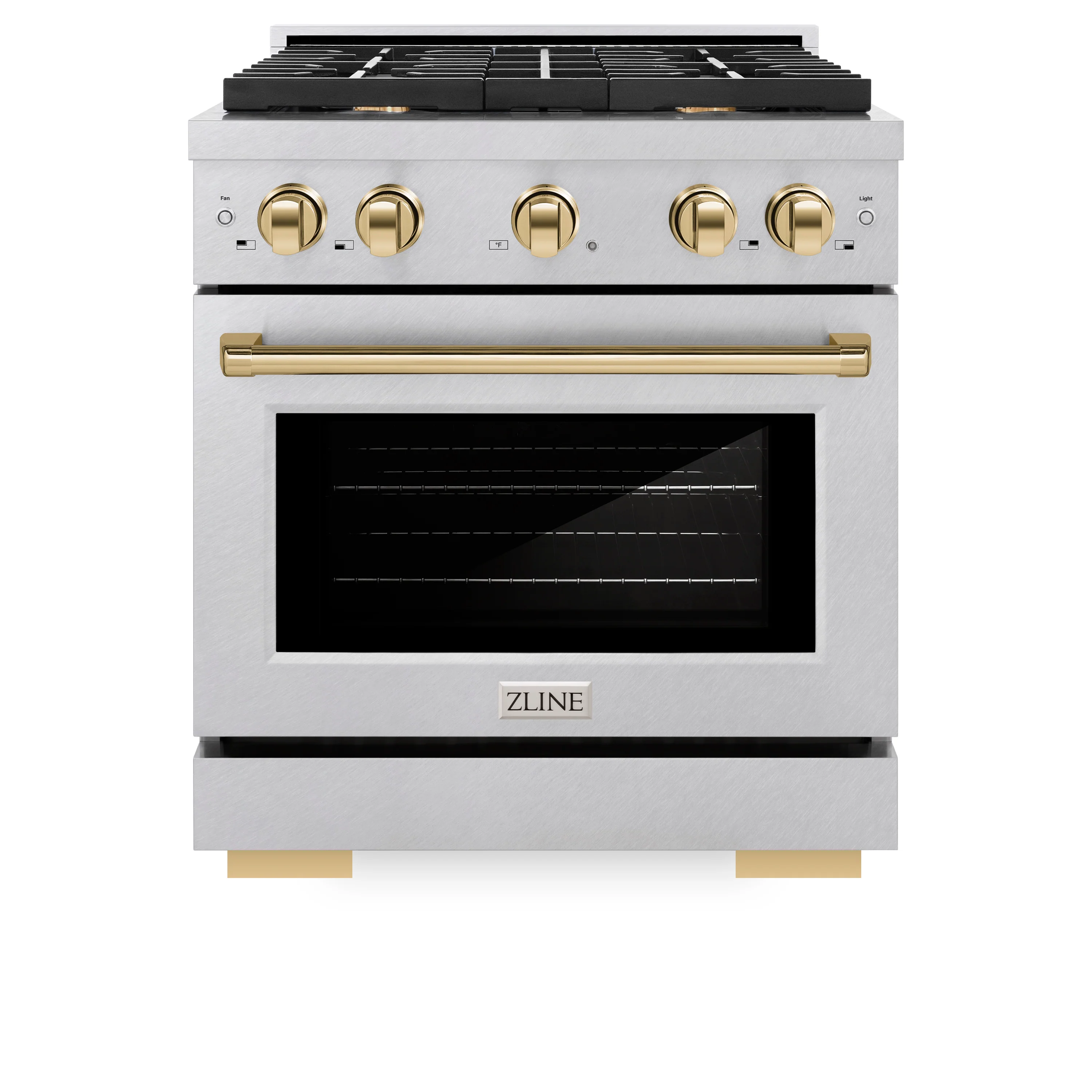ZLINE Autograph Edition 30 in. 4.2 cu. ft. Paramount Gas Range with 4 Burner Cooktop and Convection Gas Oven in Satin Stainless Steel and Polished Gold Accents (SGRSZ-30-G) - Image 5