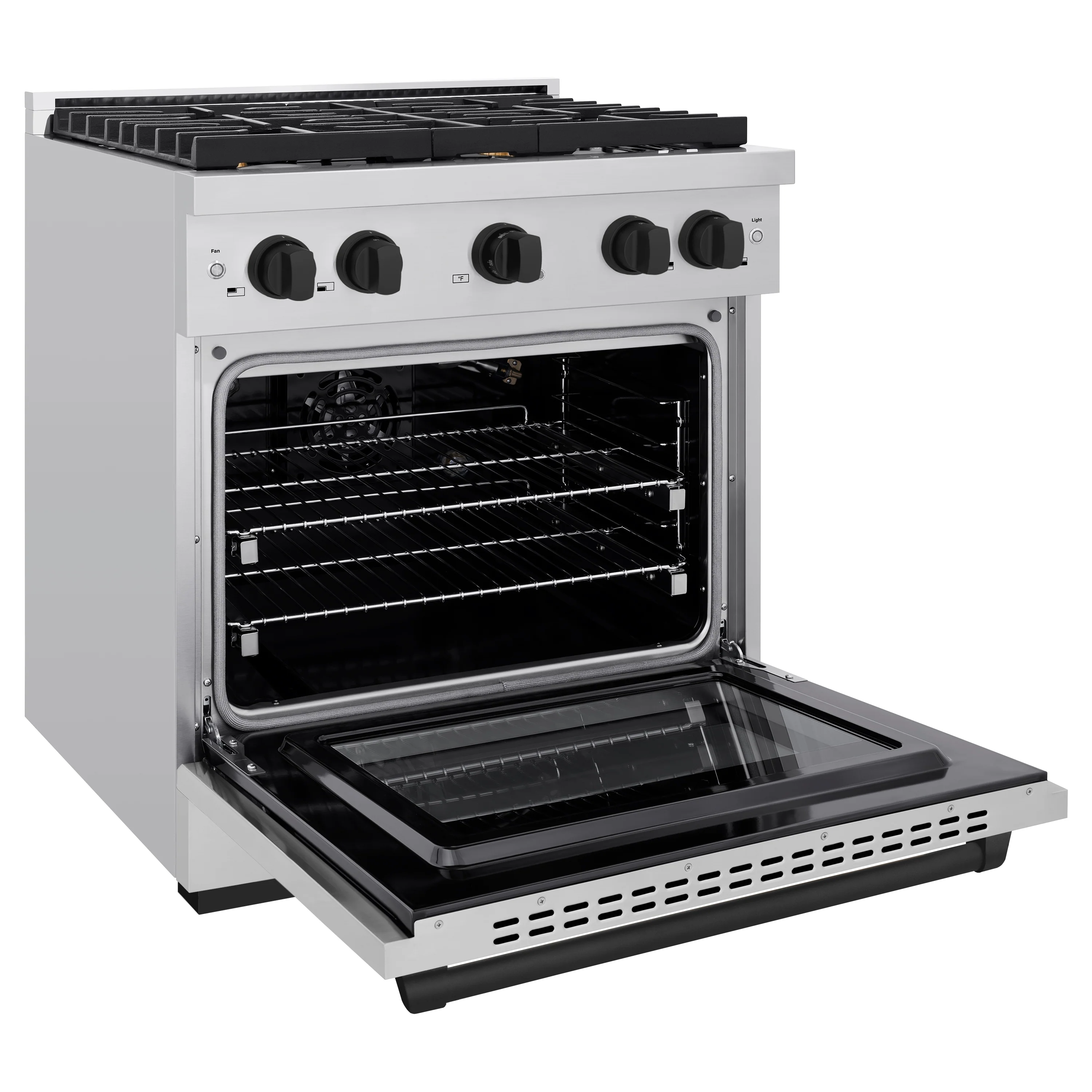 ZLINE Autograph Edition 30 in. 4.2 cu. ft. Paramount Gas Range with 4 Burner Cooktop and Convection Gas Oven in Stainless Steel and Matte Black Accents (SGRZ-30-MB) - Image 6
