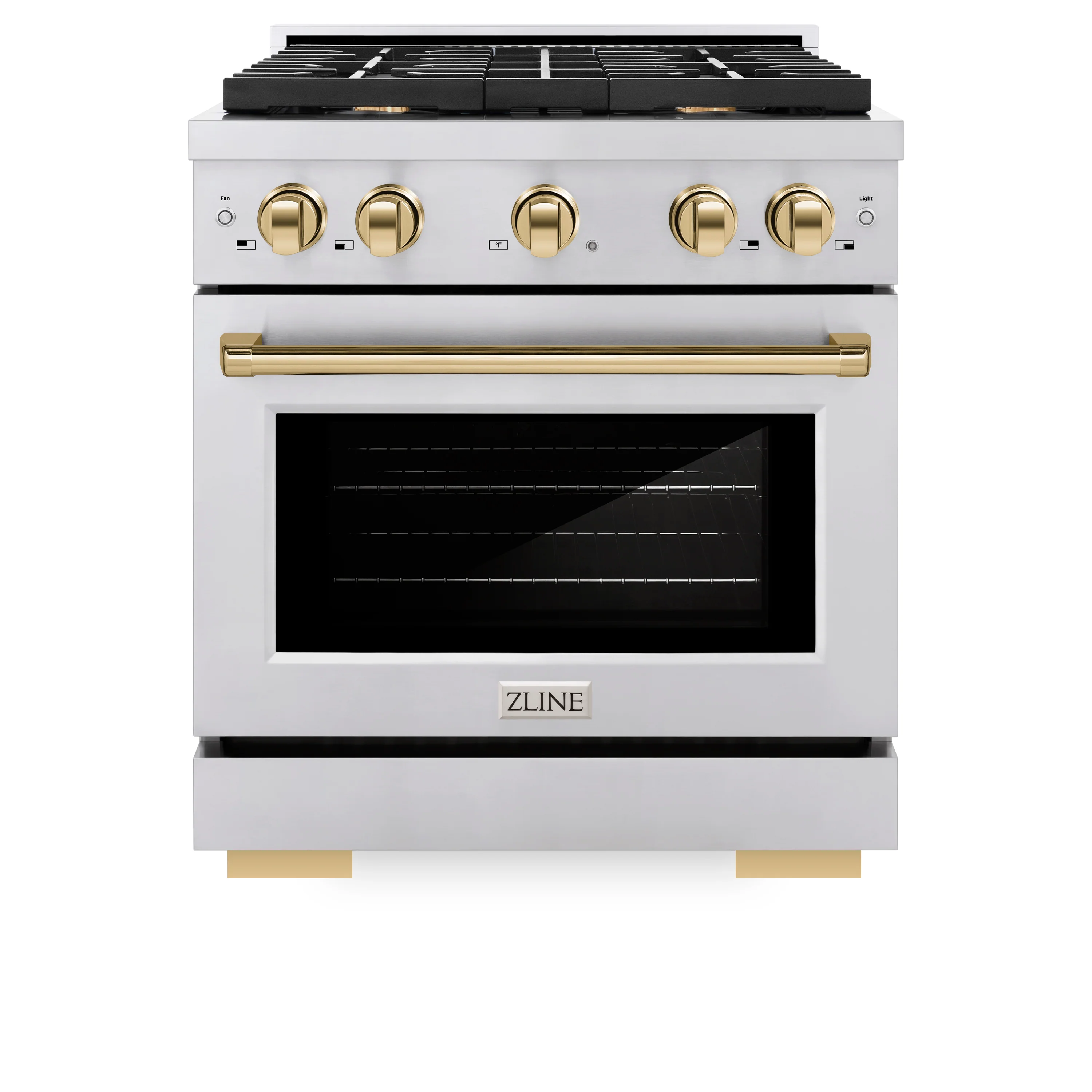 ZLINE Autograph Edition 30 in. 4.2 cu. ft. Paramount Gas Range with 4 Burner Cooktop and Convection Gas Oven in Stainless Steel and Polished Gold Accents (SGRZ-30-G) - Image 4