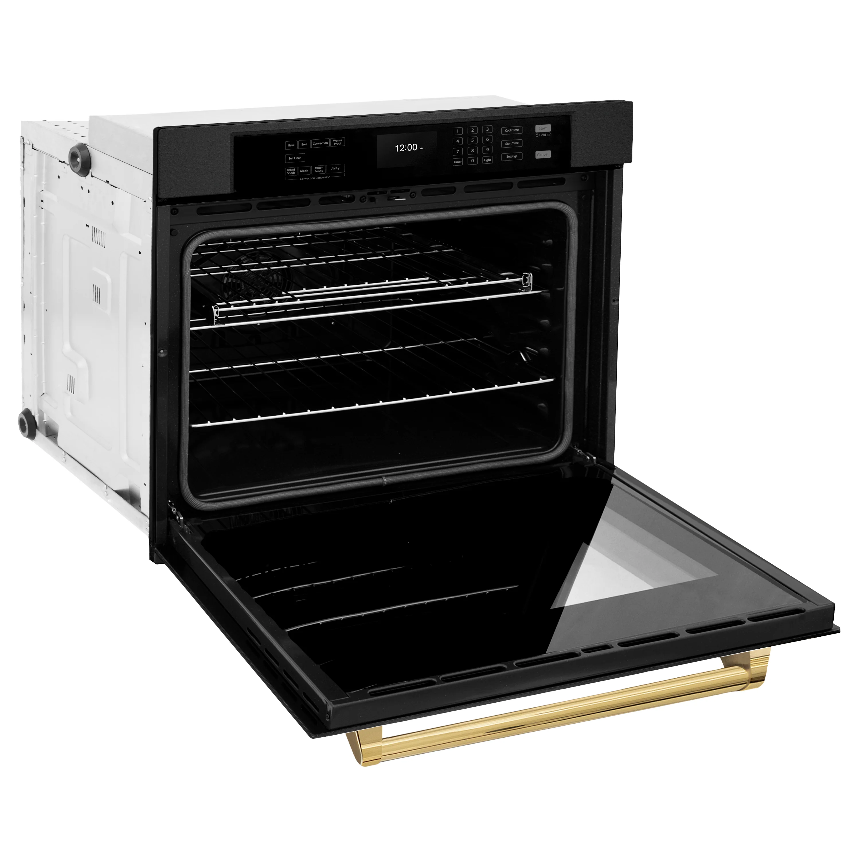 ZLINE 30 in. Autograph Edition Professional True Convection Single Wall Oven with Air Fry and Self Clean in Black Stainless Steel with Polished Gold Handle (WASBZ-30-G) - Image 7