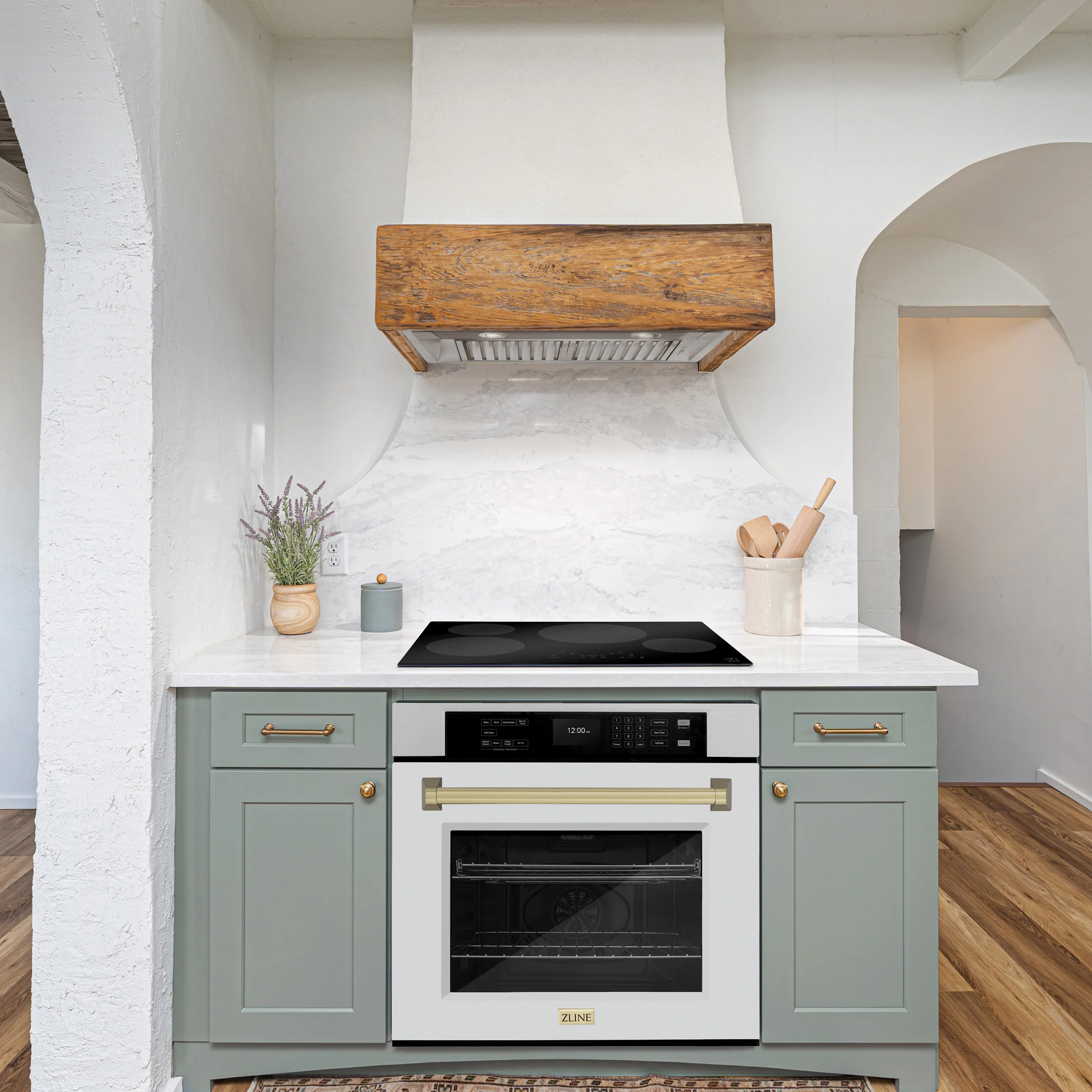 ZLINE 30 in. Autograph Edition Professional True Convection Single Wall Oven with Air Fry and Self Clean in Satin Stainless Steel with White Matte Door and Champagne Bronze Handle (WASSZ-WM-30-CB) - Image 20