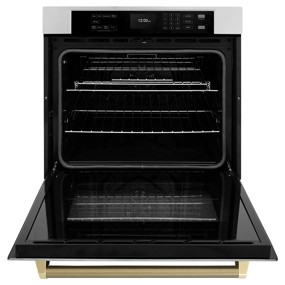 ZLINE Autograph Edition 30 in. Professional True Convection Single Wall Oven with Air Fry and Self Clean in Stainless Steel with Champagne Bronze Helix Handle (WASZ-30-KCB) - Image 5