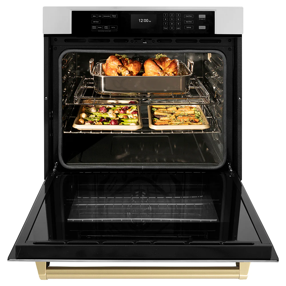 ZLINE Autograph Edition 30 in. Professional True Convection Single Wall Oven with Air Fry and Self Clean in Stainless Steel with Champagne Bronze Handle (WASZ-30-CB) - Image 6