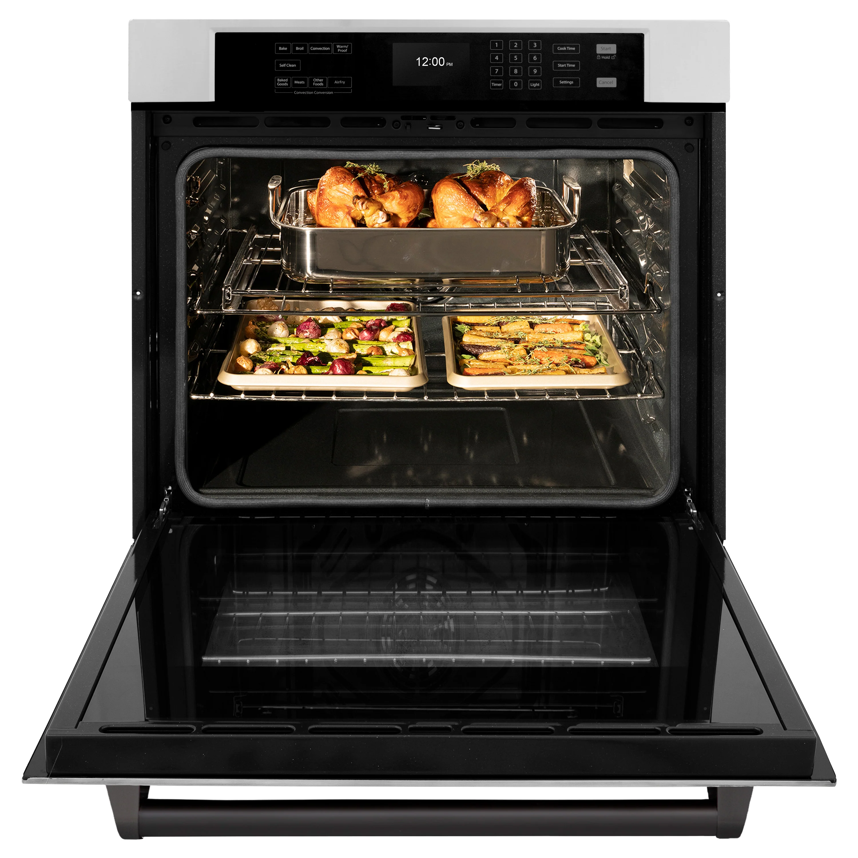 ZLINE 30 in. Autograph Edition Professional True Convection Single Wall Oven with Air Fry and Self Clean in Stainless Steel with Matte Black Handle (WASZ-30-MB) - Image 5