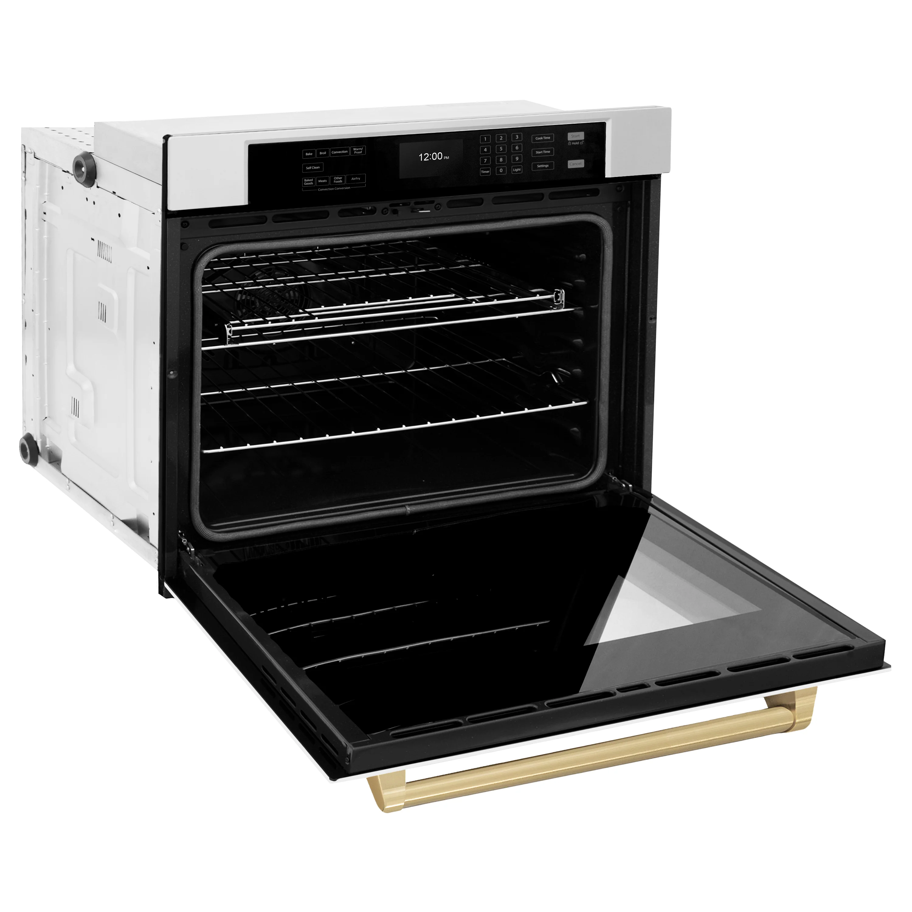 ZLINE 30 in. Autograph Edition Professional True Convection Single Wall Oven with Air Fry and Self Clean in Stainless Steel with White Matte Door and Champagne Bronze Handle (WASZ-WM-30-CB) - Image 7