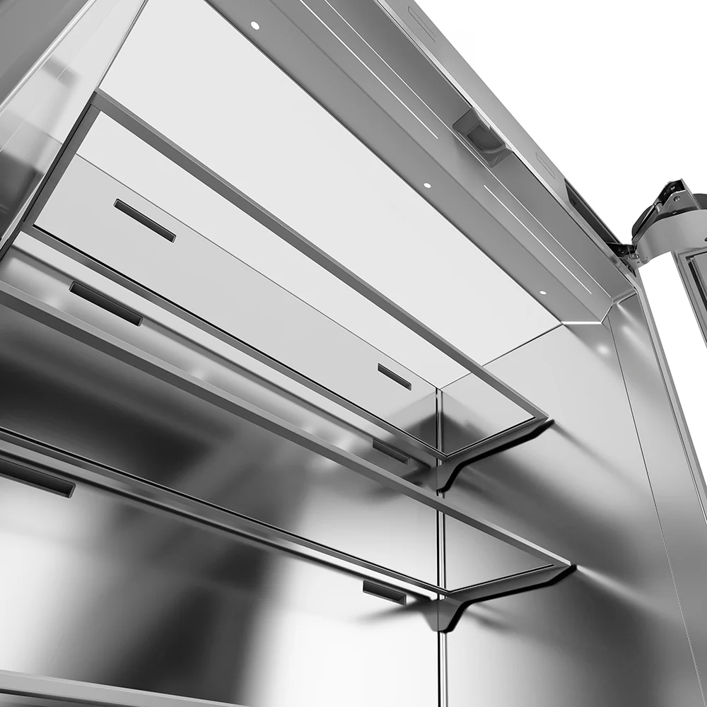 ZLINE Autograph Edition 36 in. 19.6 cu. ft. French Door Built-In Bottom Freezer Refrigerator with Water Dispenser and Ice Maker in Black Stainless Steel with Stainless Steel Interior and Champagne Bronze Helix Handles (SRBIVZ-BS36KCB) - Image 10