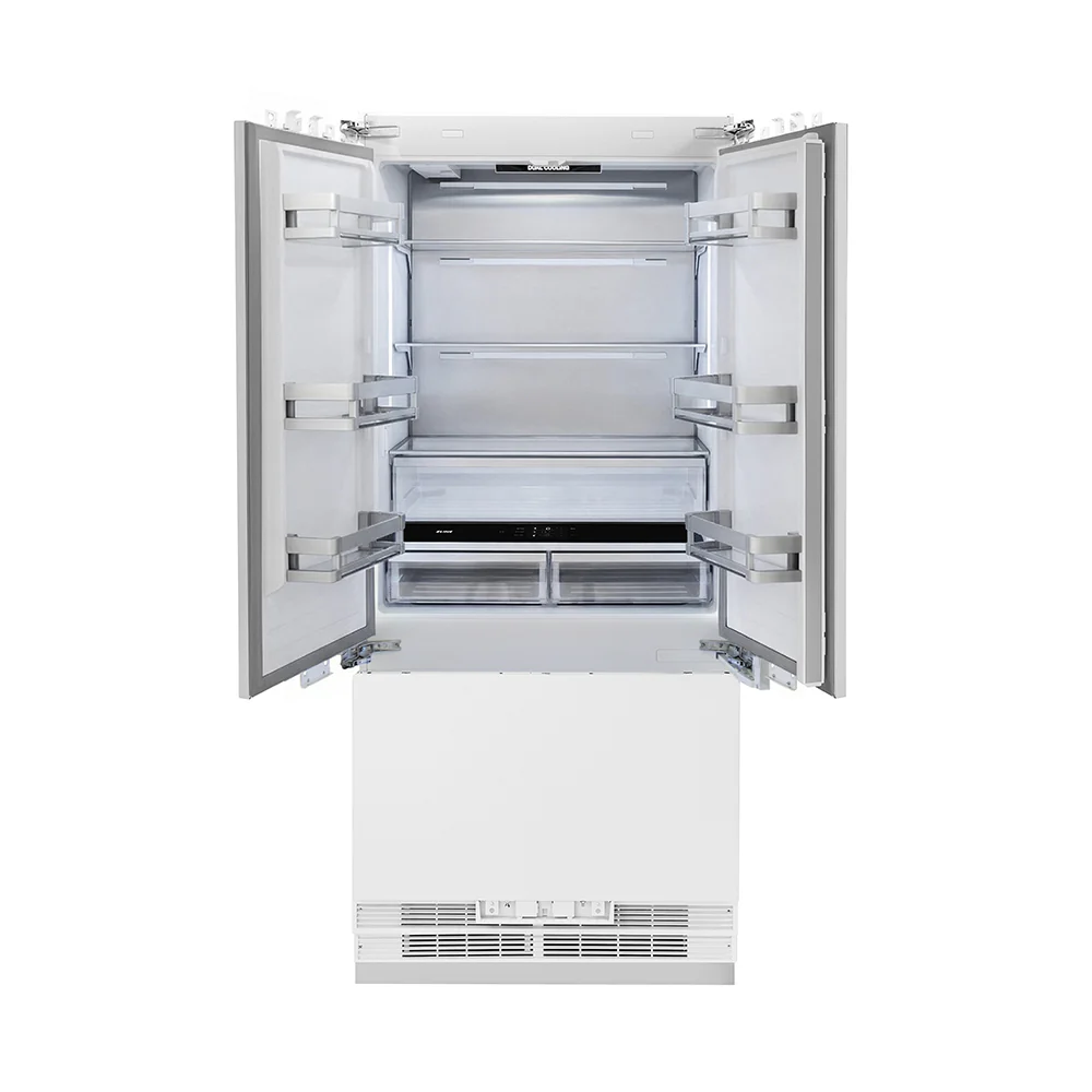ZLINE Autograph Edition 36 in. 19.6 cu. ft. Panel Ready French Door Built-In Bottom Freezer Refrigerator with Water Dispenser and Ice Maker with Champagne Bronze Accents (RBIVZ-36-CB) - Image 2