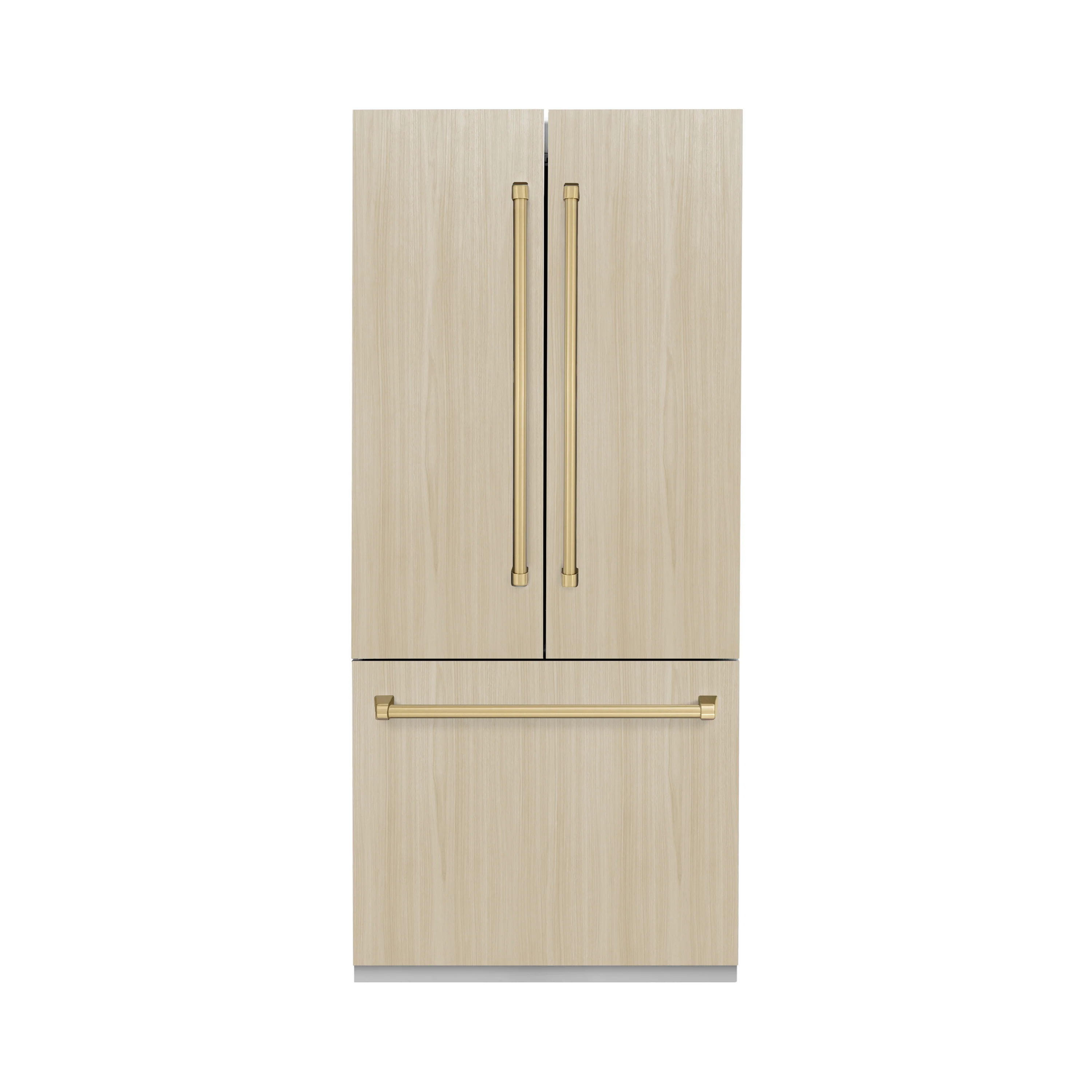 ZLINE Autograph Edition 36 in. 19.6 cu. ft. Panel Ready French Door Built-In Bottom Freezer Refrigerator with Water Dispenser and Ice Maker with Stainless Steel Interior and Champagne Bronze Accents (SRBIVZ-36-CB) - Image 8