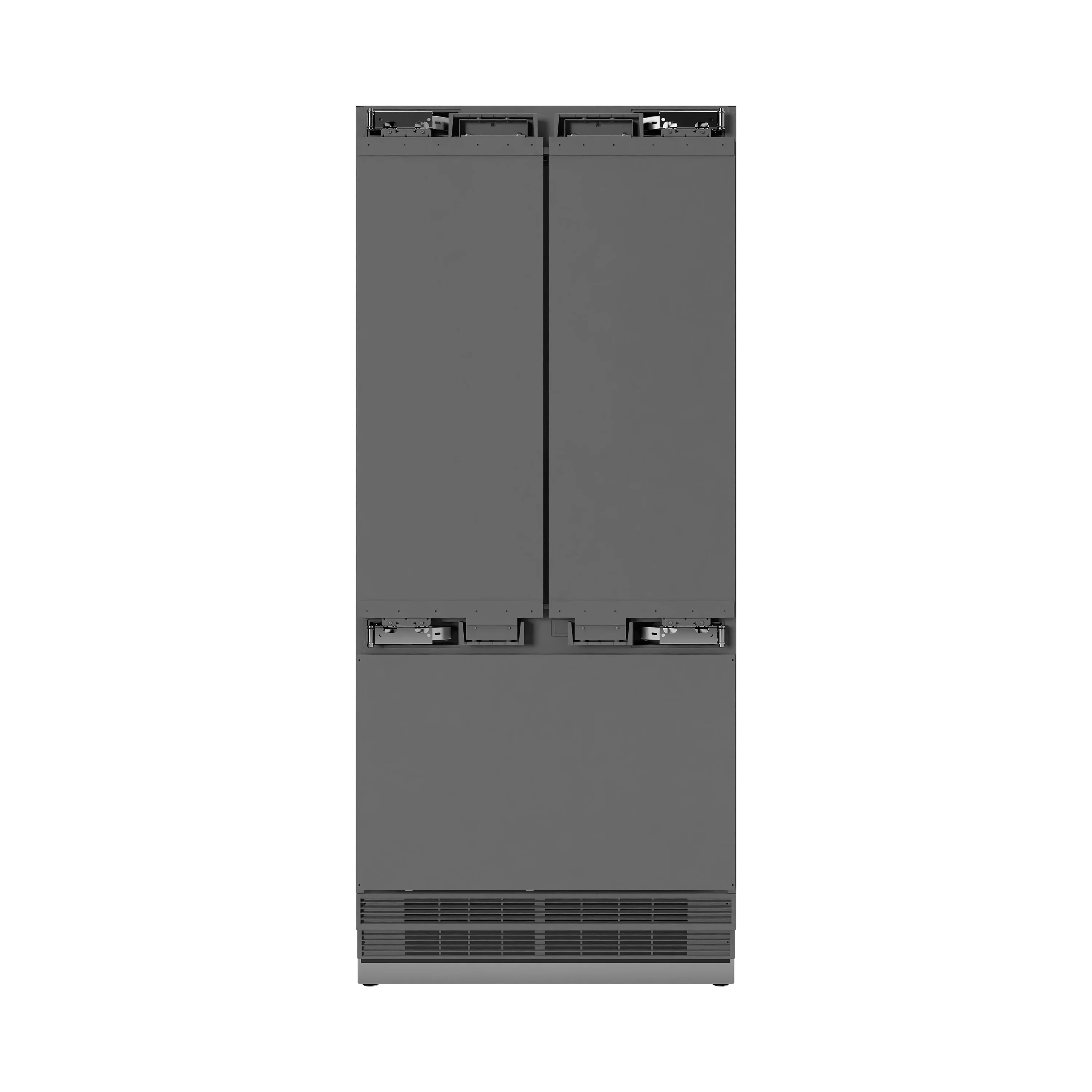 ZLINE Autograph Edition 36 in. 19.6 cu. ft. Panel Ready French Door Built-In Bottom Freezer Refrigerator with Water Dispenser and Ice Maker with Stainless Steel Interior and Polished Gold Accents (SRBIVZ-36-G) - Image 4
