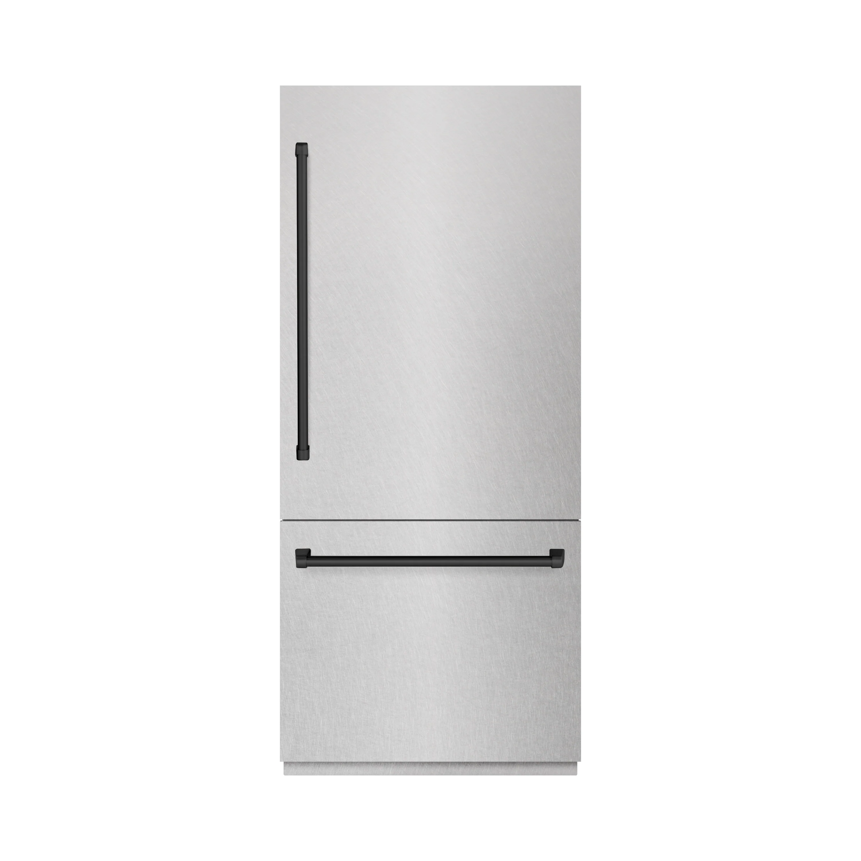 ZLINE Autograph Edition 36 in. 19.8 cu. ft. Built-In Bottom Freezer Refrigerator with Water Dispenser and Ice Maker in Satin Stainless Steel and Matte Black Accents (RBITZ-SN-36-MB) - Image 3