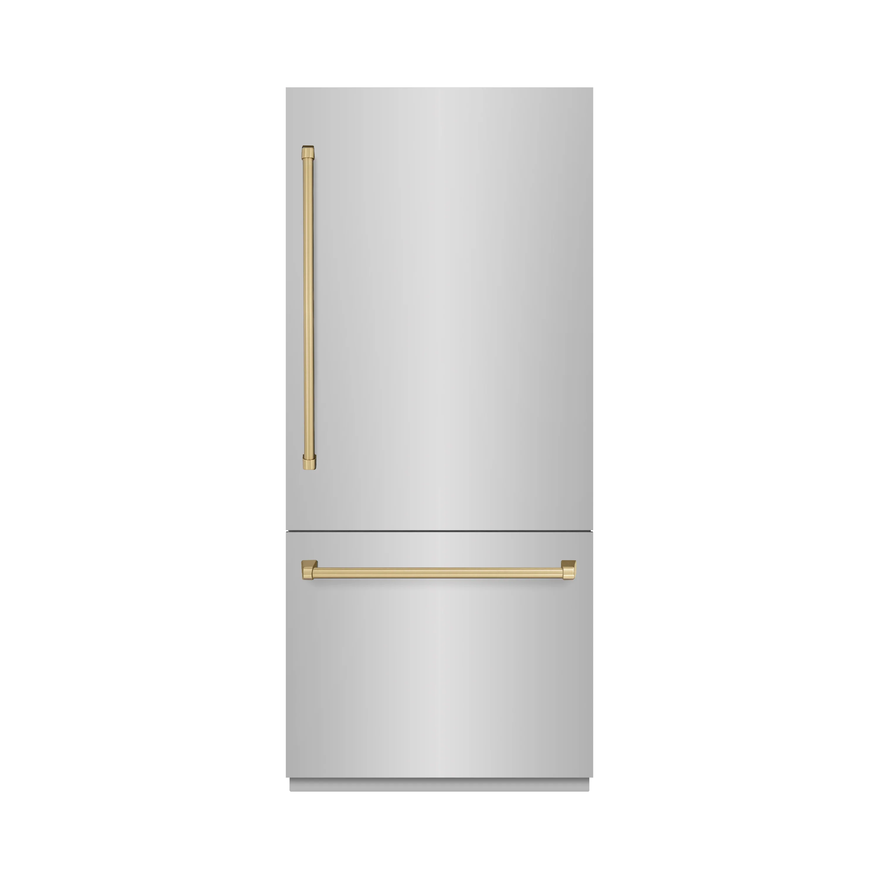 ZLINE Autograph Edition 36 in. 19.8 cu. ft. Built-In Bottom Freezer Refrigerator with Water Dispenser and Ice Maker in Stainless Steel with Graphite Gray Interior and Champagne Bronze Accents (GRBITZ-304-36CB) - Image 3