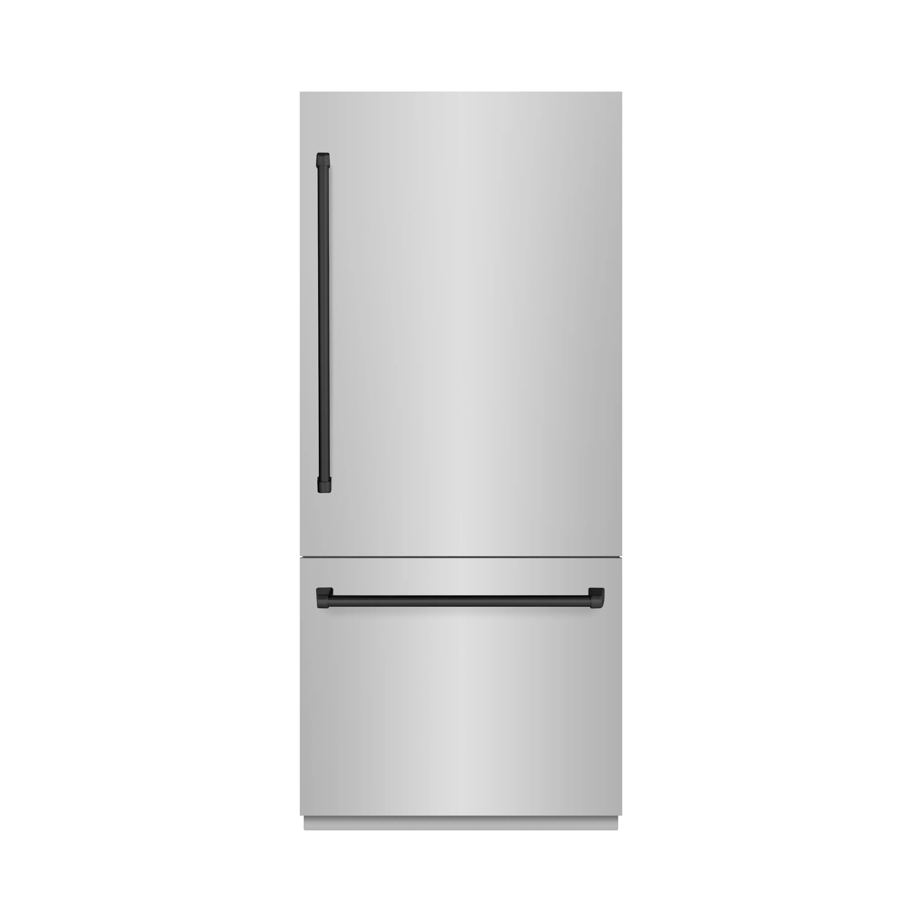ZLINE Autograph Edition 36 in. 19.8 cu. ft. Built-In Bottom Freezer Refrigerator with Water Dispenser and Ice Maker in Stainless Steel with Graphite Gray Interior and Matte Black Accents (GRBITZ-304-36MB) - Image 3