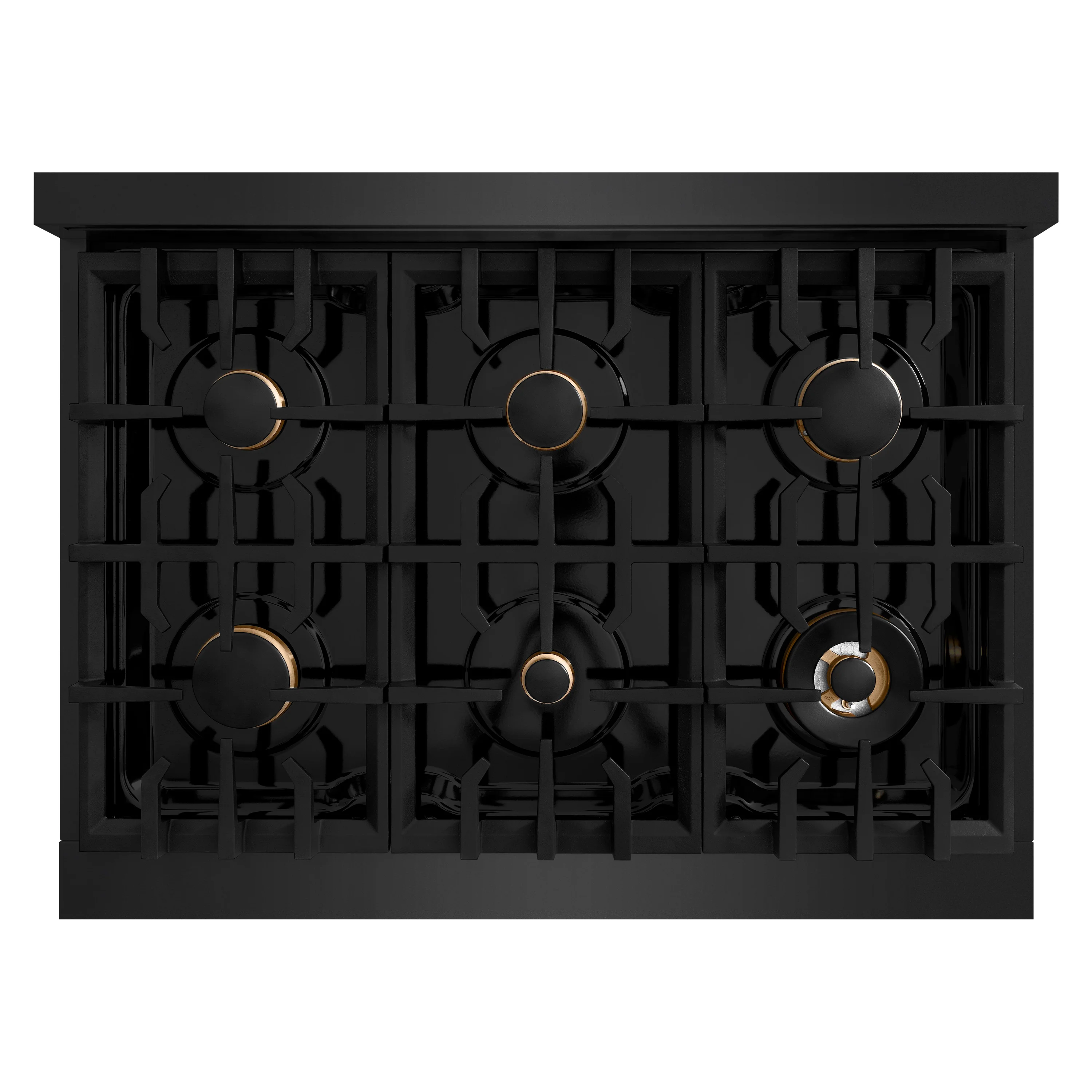 ZLINE Autograph Edition 36 in. 5.2 cu. ft. Classic Dual Fuel Range with 6 Burner Gas Cooktop and Electric Convection Oven in Black Stainless Steel with Polished Gold Accents (CDRBZ-36-G) - Image 9