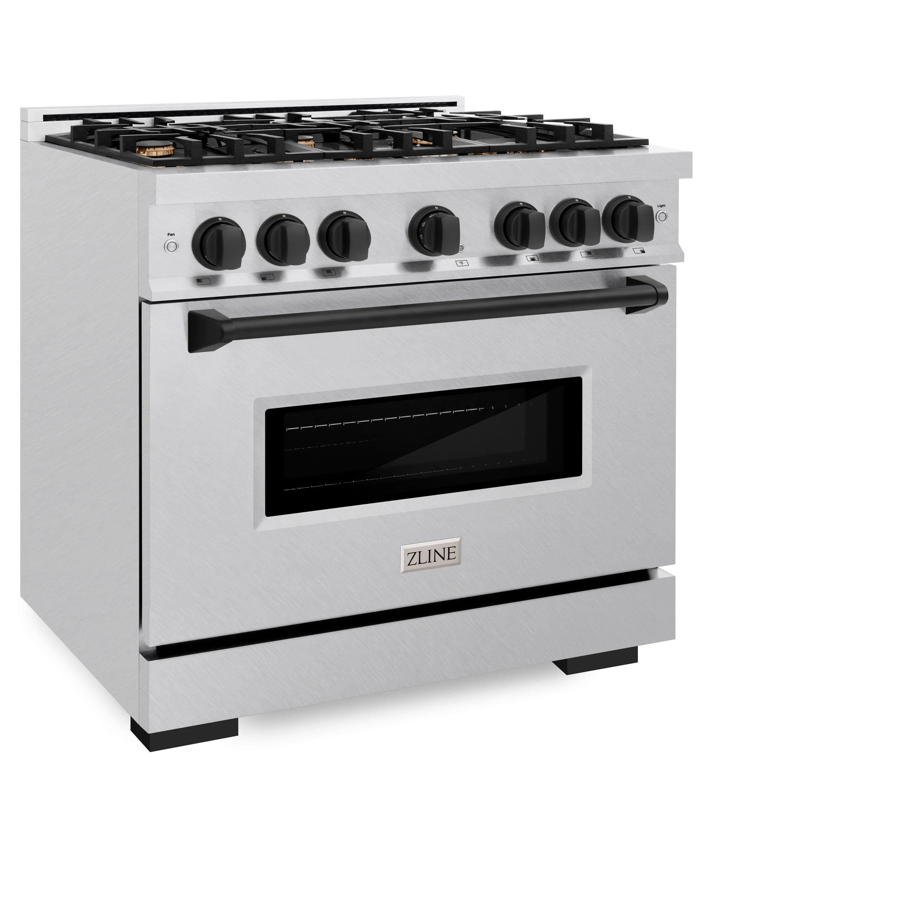 ZLINE Autograph Edition 36 in. 5.2 cu. ft. Classic Gas Range with 6 Burner Cooktop and Convection Gas Oven in Satin Stainless Steel and Matte Black Accents (CGRSZ-36-MB) - Image 5