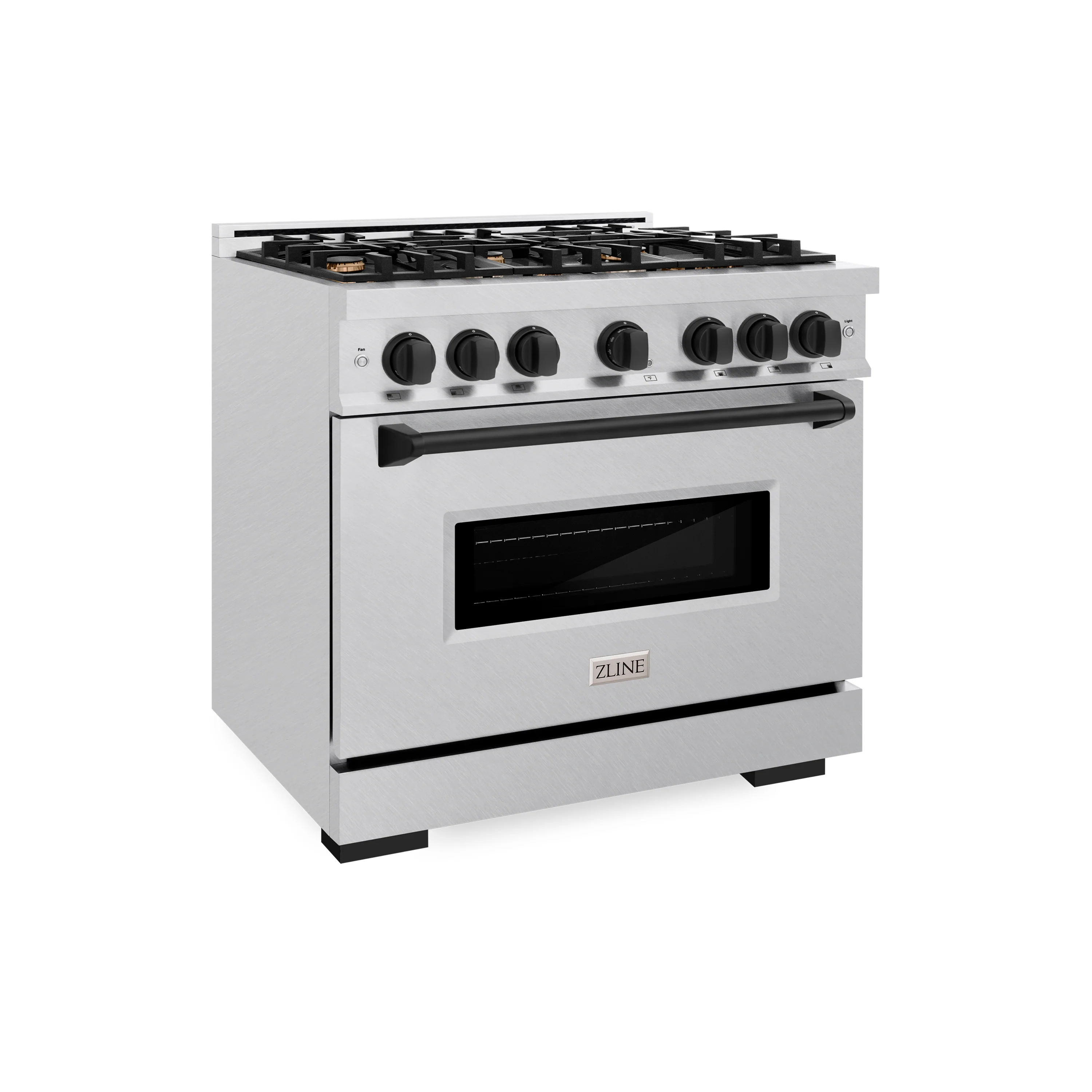 ZLINE Autograph Edition 36 in. 5.2 cu. ft. Classic Gas Range with 6 Burner Cooktop and Convection Gas Oven in Satin Stainless Steel and Matte Black Accents (CGRSZ-36-MB) - Image 6