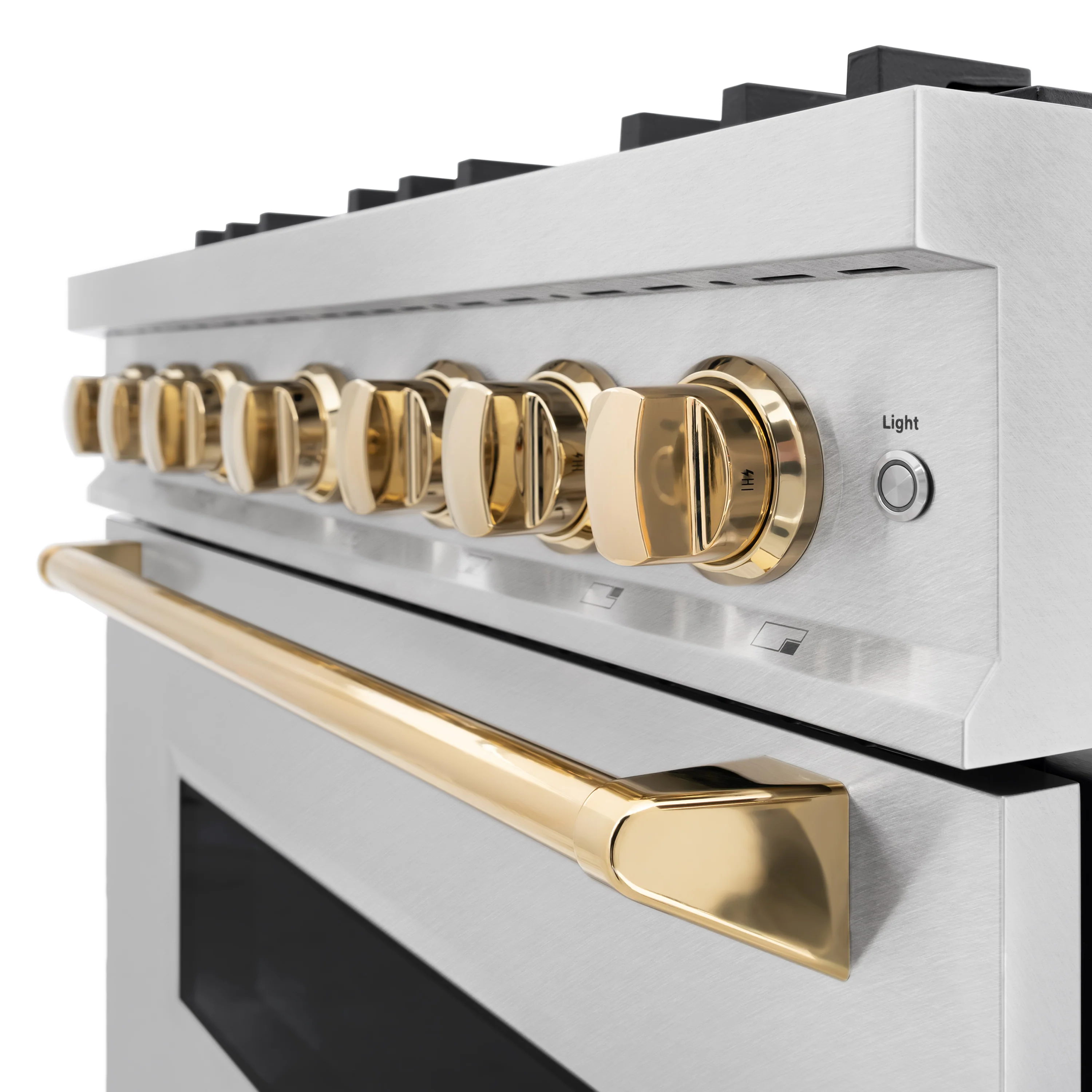 ZLINE Autograph Edition 36 in. 5.2 cu. ft. Classic Gas Range with 6 Burner Cooktop and Convection Gas Oven in Satin Stainless Steel and Polished Gold Accents (CGRSZ-36-G) - Image 10