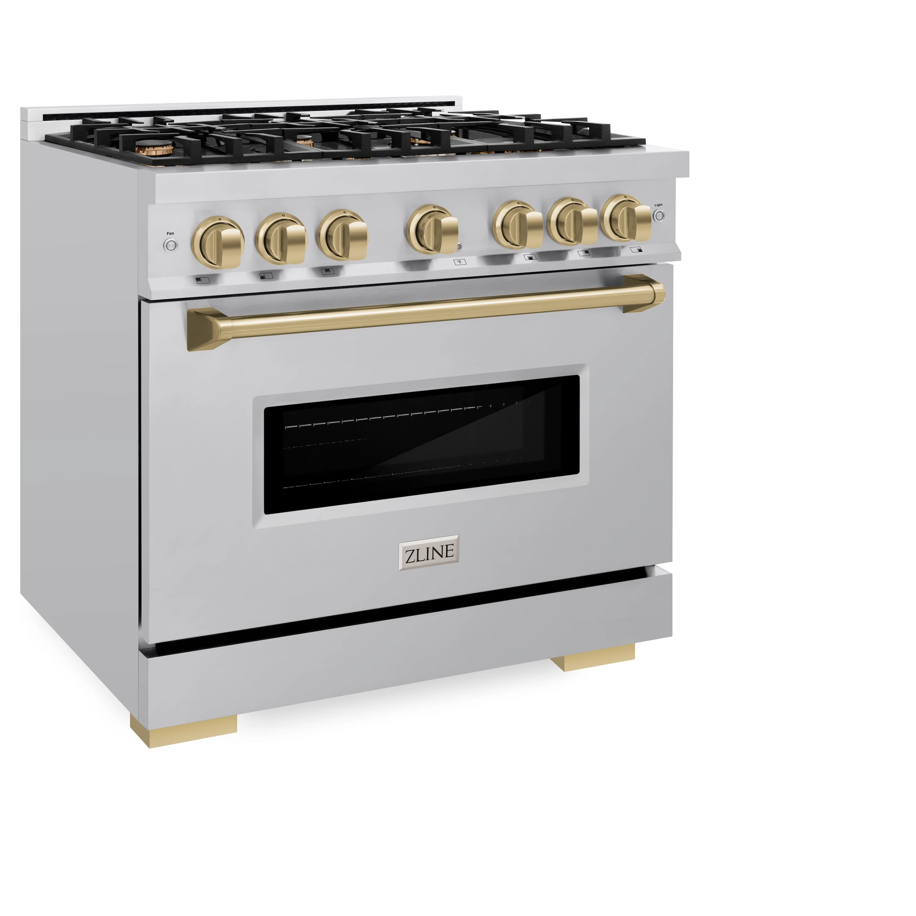 ZLINE Autograph Edition 36 in. 5.2 cu. ft. Classic Gas Range with 6 Burner Cooktop and Convection Gas Oven in Stainless Steel and Champagne Bronze Accents (CGRZ-36-CB) - Image 5
