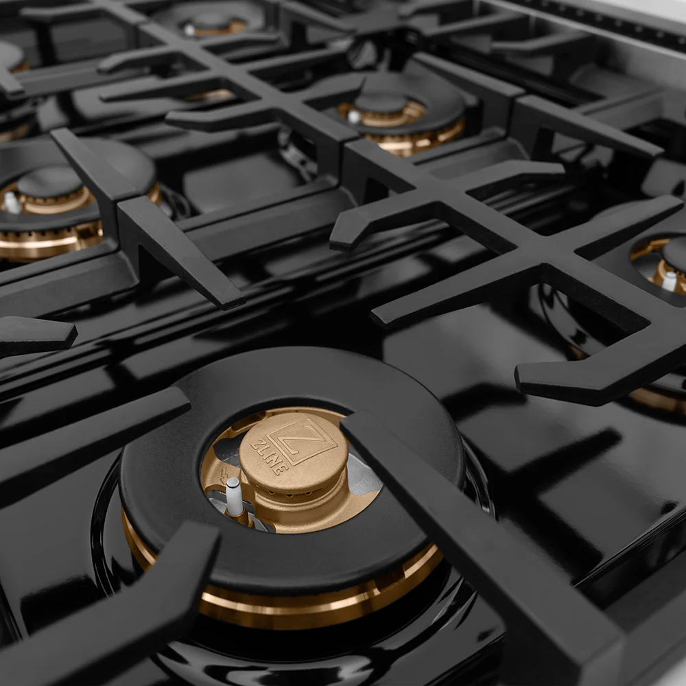 ZLINE Autograph Edition 36 in. Classic Gas Rangetop with 6 Burner DuoPro™ Cooktop in Stainless Steel and Champagne Bronze Accents (PCRTZ-36-CB) - Image 3